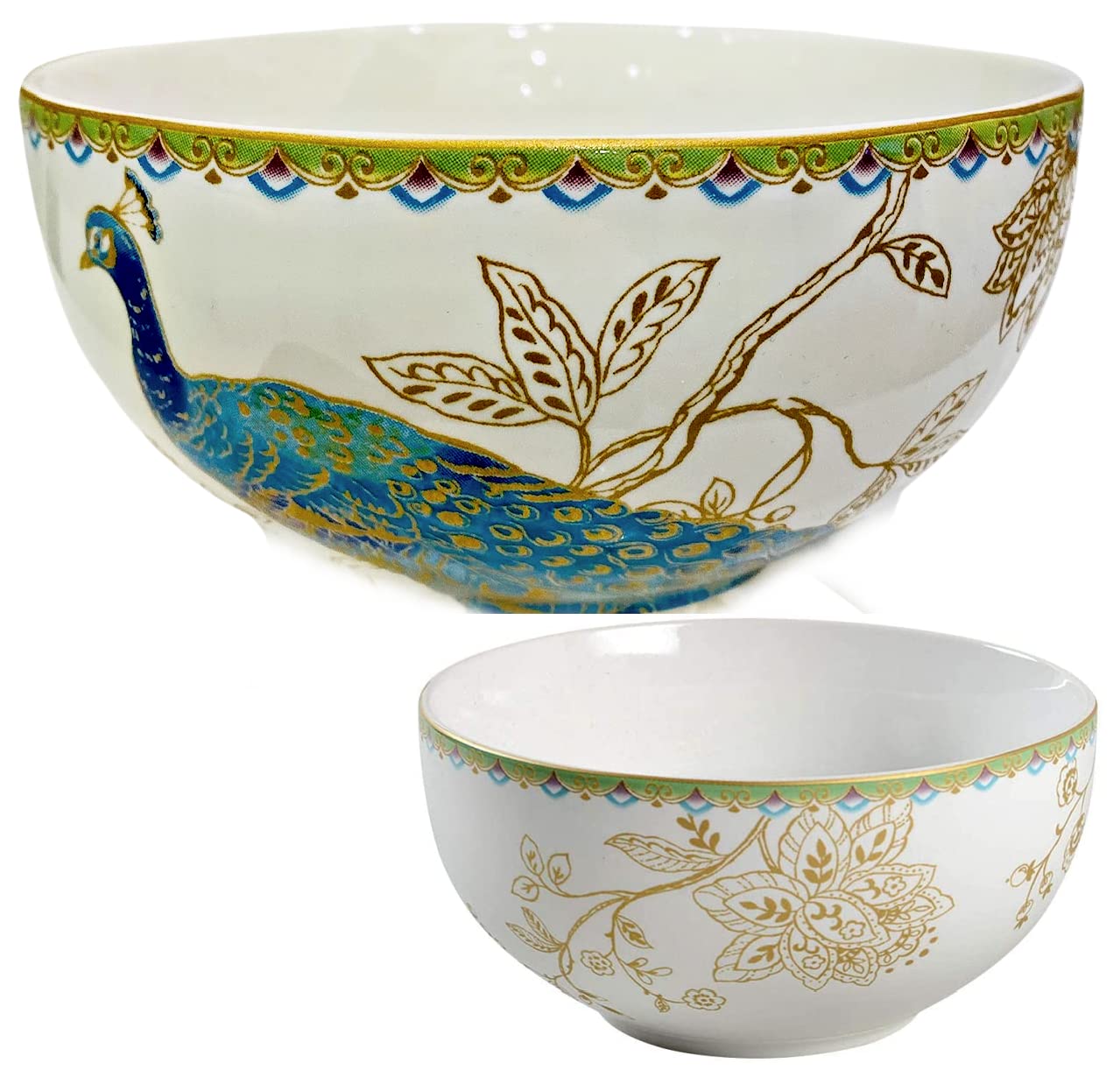 222 Fifth Replacement 5.5 '' Diameter Salad Cereal Bowl Peacock Garden (Quantity: 1 New Bowl)