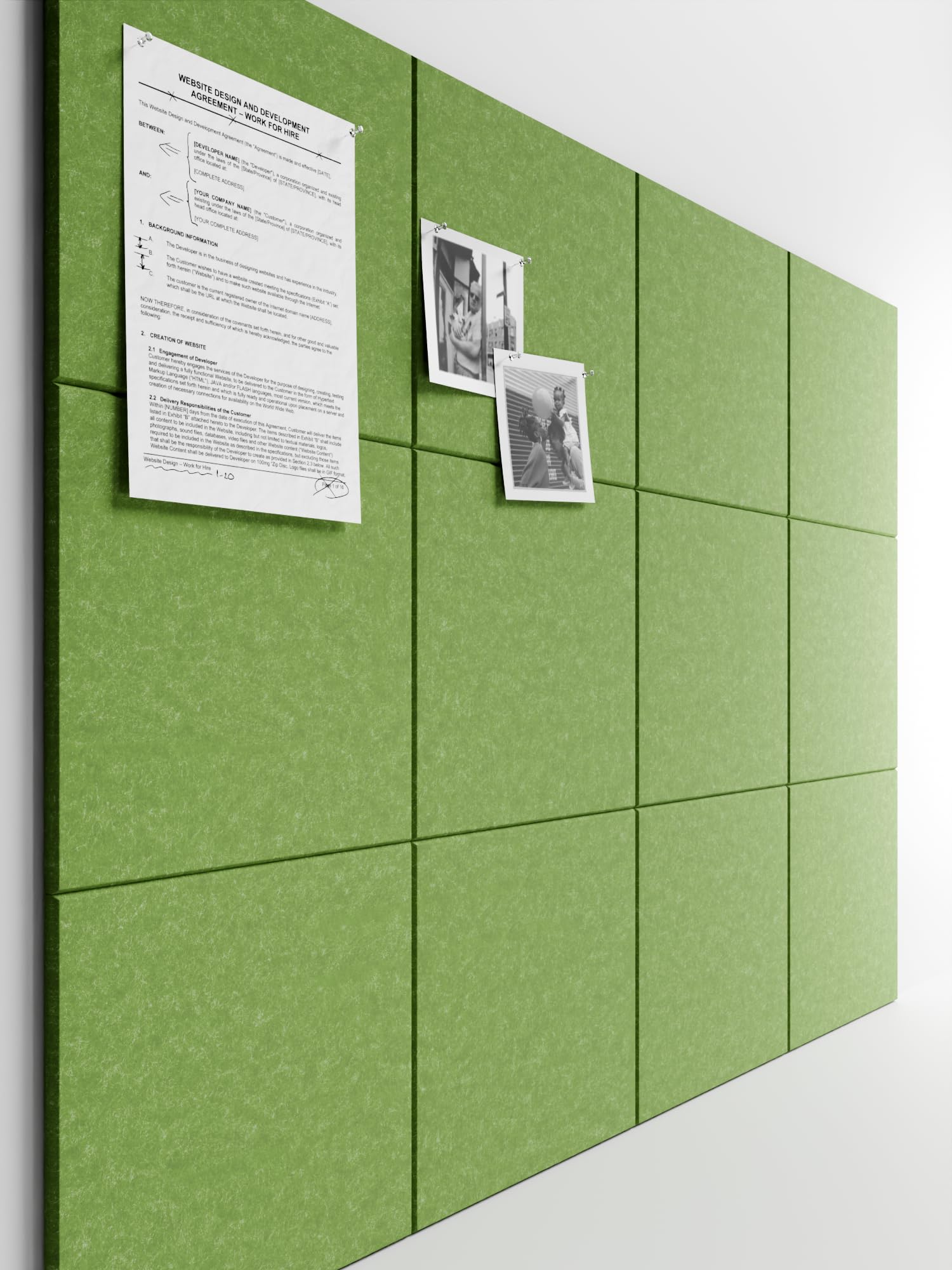 Bumusty Large Cork Board 47x35 Alternative - 12 Pack Felt Wall Tiles with 70 Safe Removable Adhesive Tabs, 30 Pushpins, Cork Boa