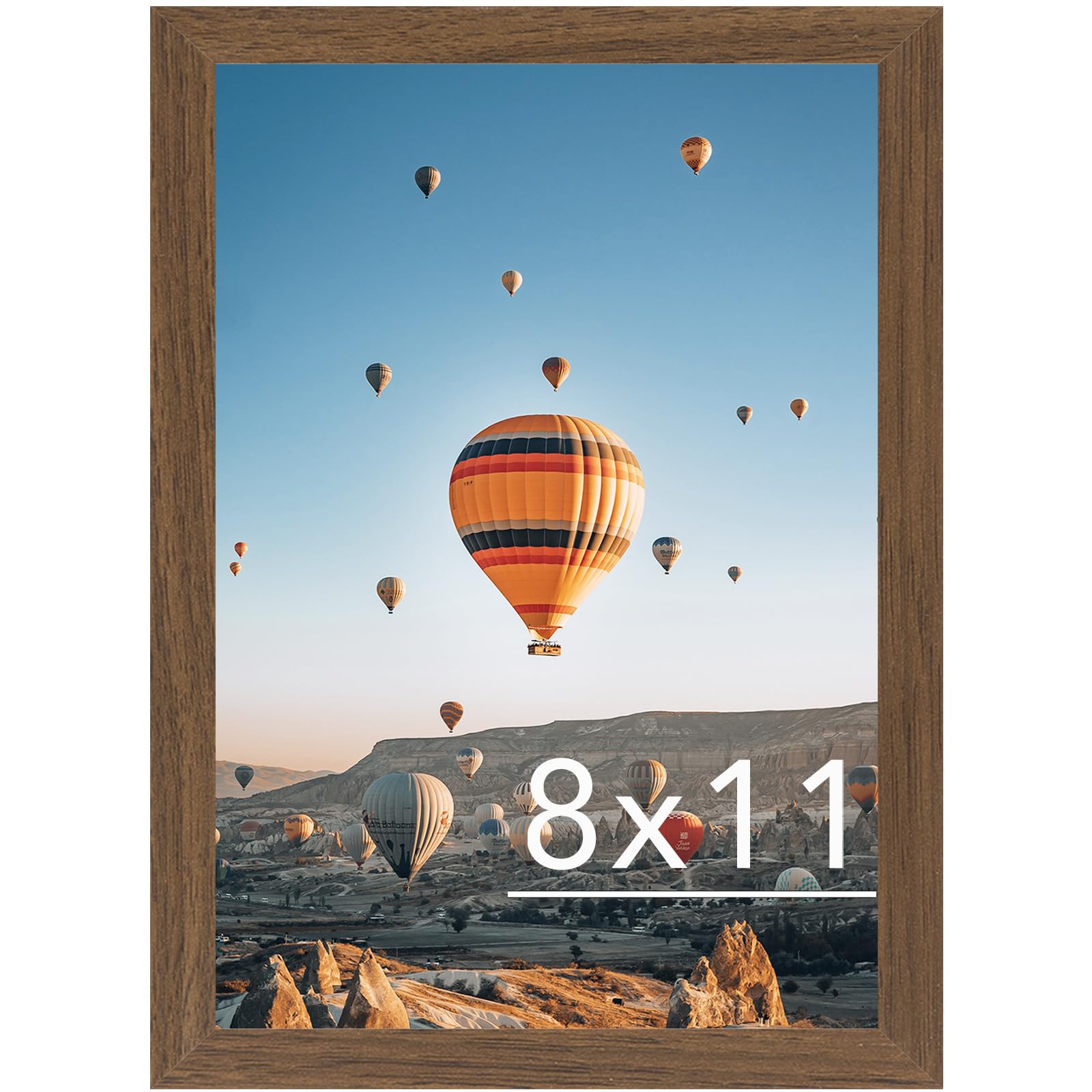 JCJMY 8x11 Picture Frame Brown for Wall Hanging or Tabletop, Wall Mounting Horizontally or Vertically, 8 x 11 Wall Gallery Poste