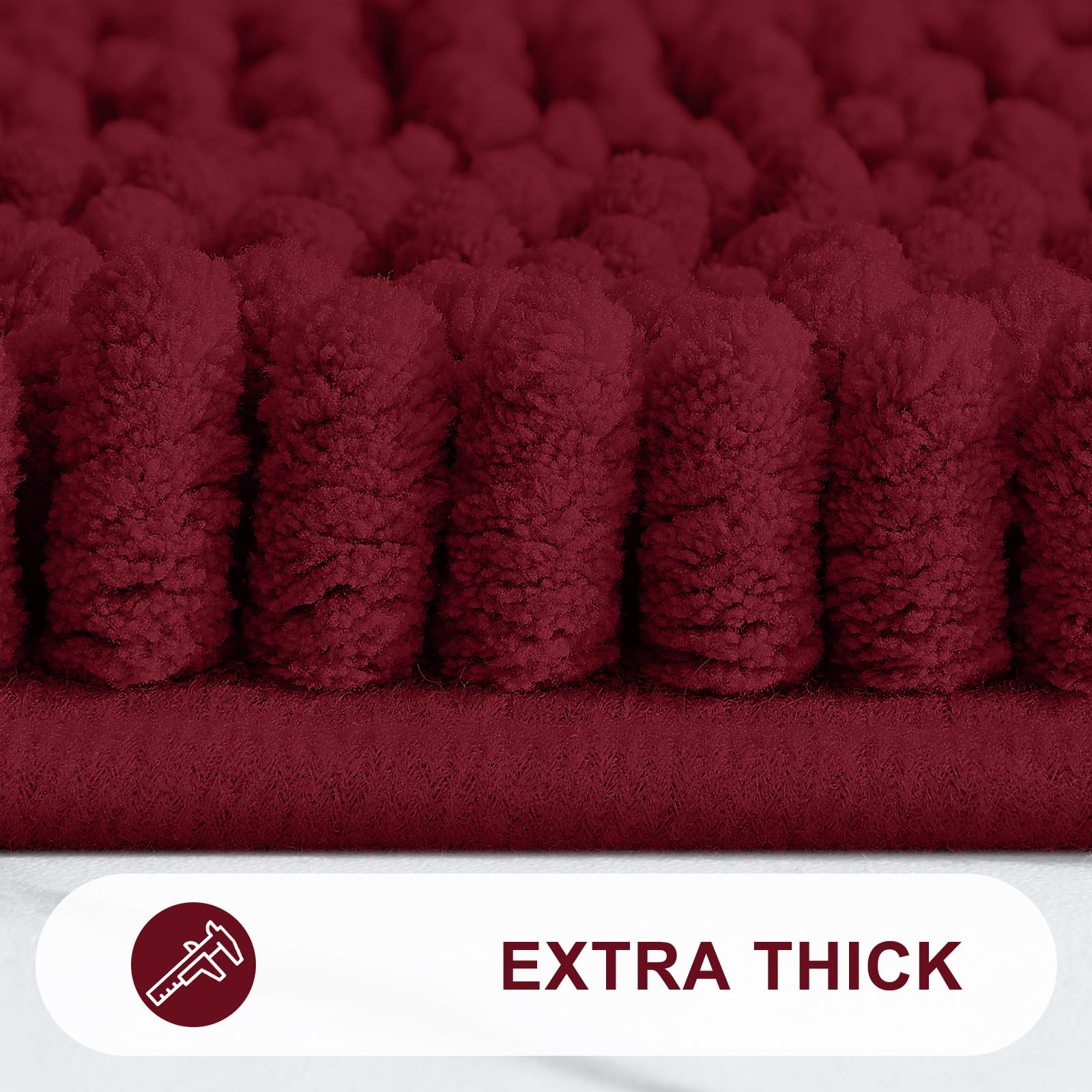 Grandaily Chenille Striped Bathroom Rugs 59X20, Extra Thick And Absorbent Bath Rugs, Non-Slip Soft Plush Shaggy Bath Carpet, Mac