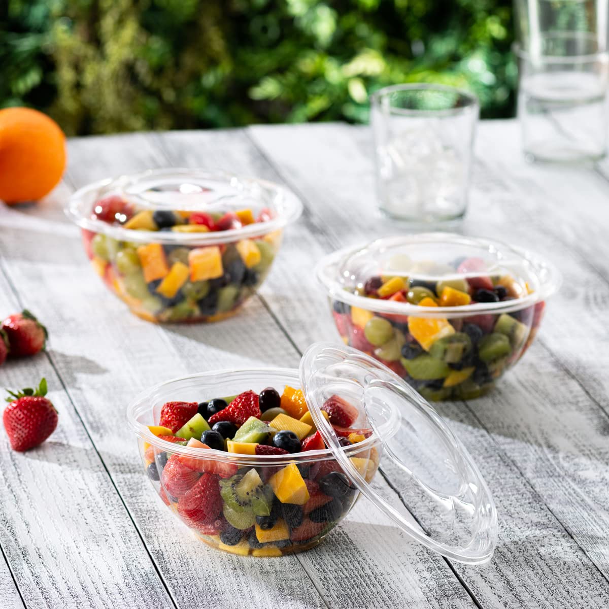 Comfy Package Gusto [32 Oz. - 50 Count] Clear Plastic Salad Bowls With Lids, Disposable Salad Containers For Lunch - Perfect For