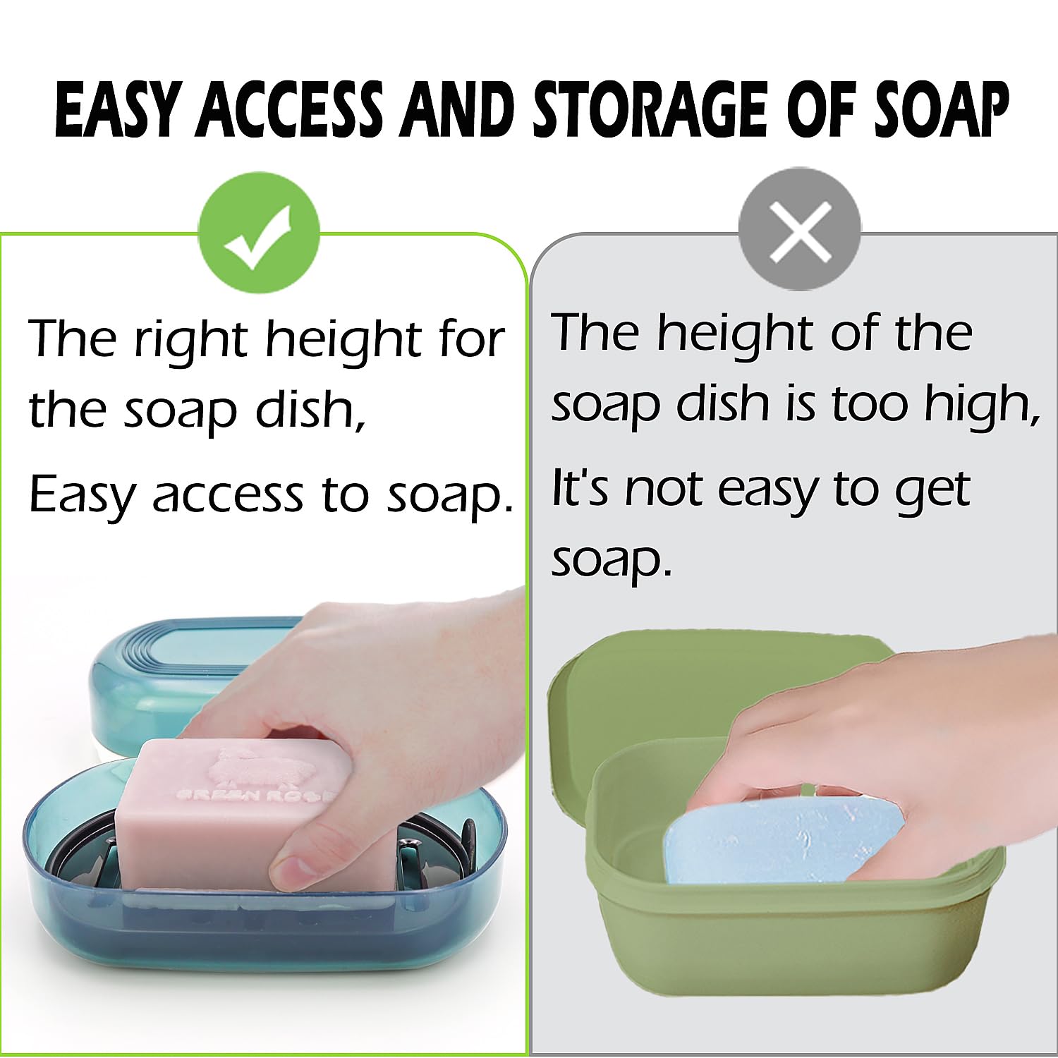 Aidimming Shampoo & Conditioner Bar Holder, Large Plastic Travel Soap Container, Portable Soap Dish With Lid, Clear Soap Case Fo