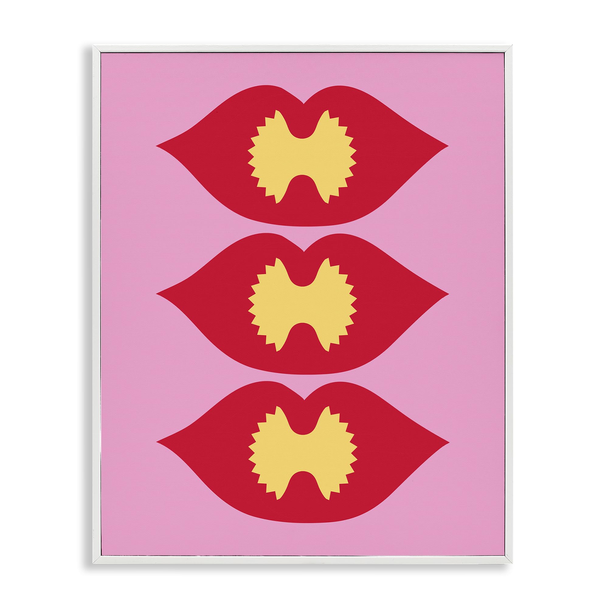 Stupell Industries Lips & Bowtie Pasta White Framed Giclee Wall Art Design by Daphne Polselli, 24 x 30