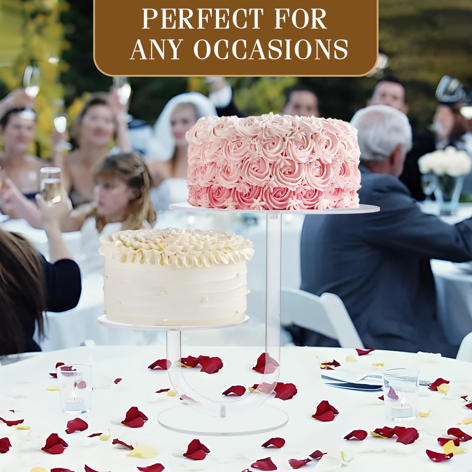 Cake Stand 2 Tier - Stylish Clear Cake Tree Acrylic Cupcake Tower For Weddings, Birthdays, Anniversaries, Baby Showers, Parties