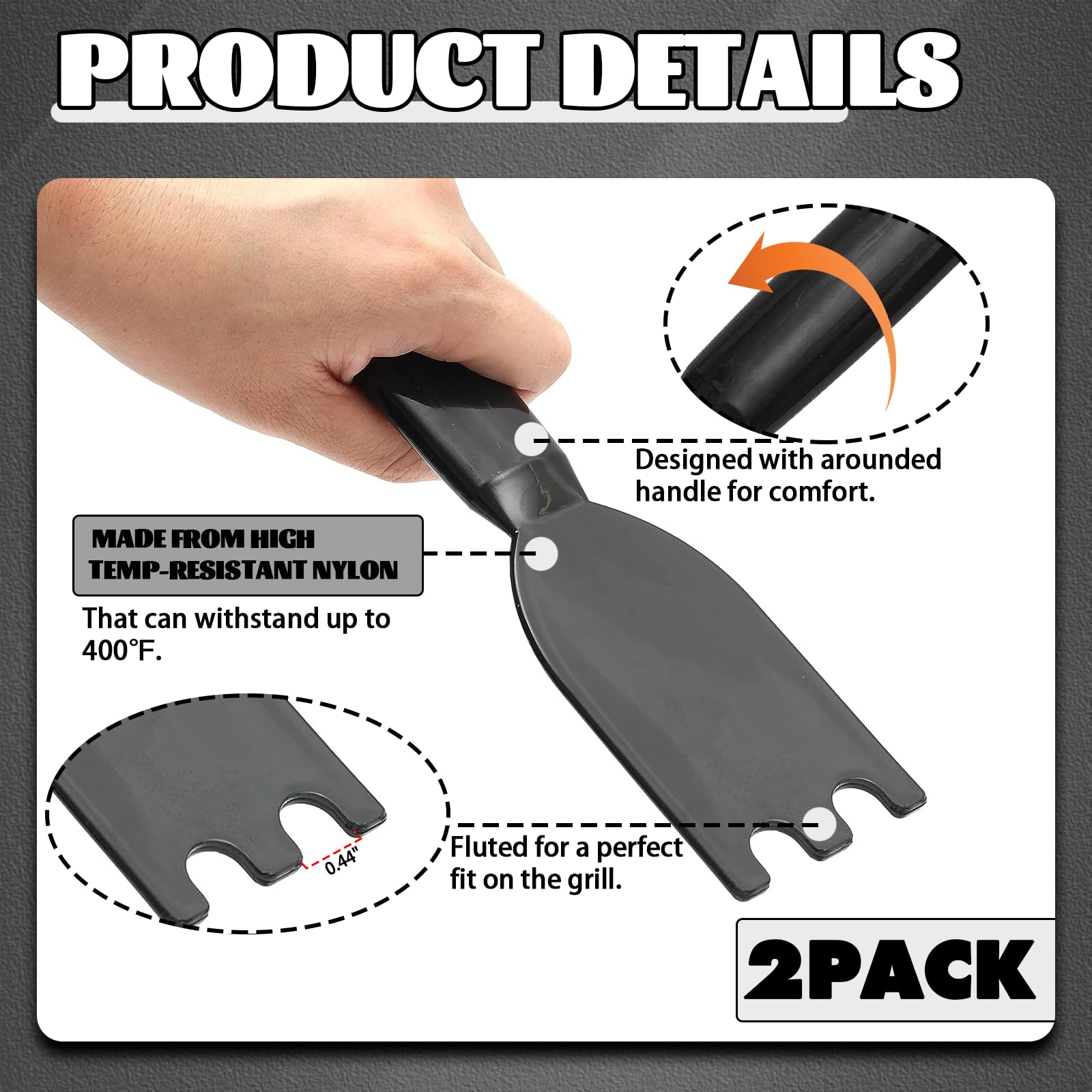 Tongass 2-Pack Grill Scraper For George Foreman Indoor Grills  Most Other Indoor Grills With Grooves, Heat-Resistant Grill Spatu