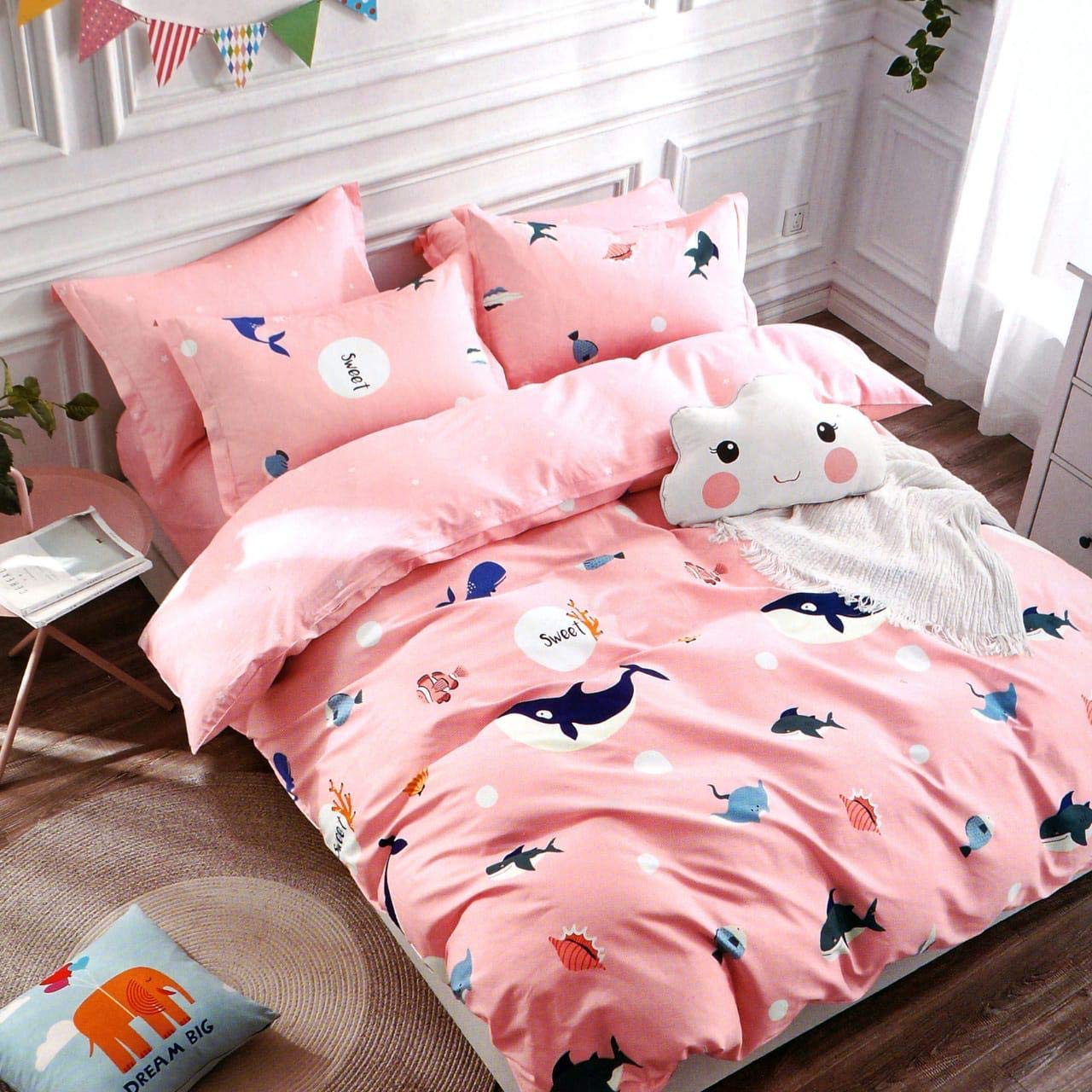 Riftree Glace Cotton 300 Tc Microfiber Kids Double Bed Comforter 90 X 100 Inches Or 229 X 254 Cms(Peach)