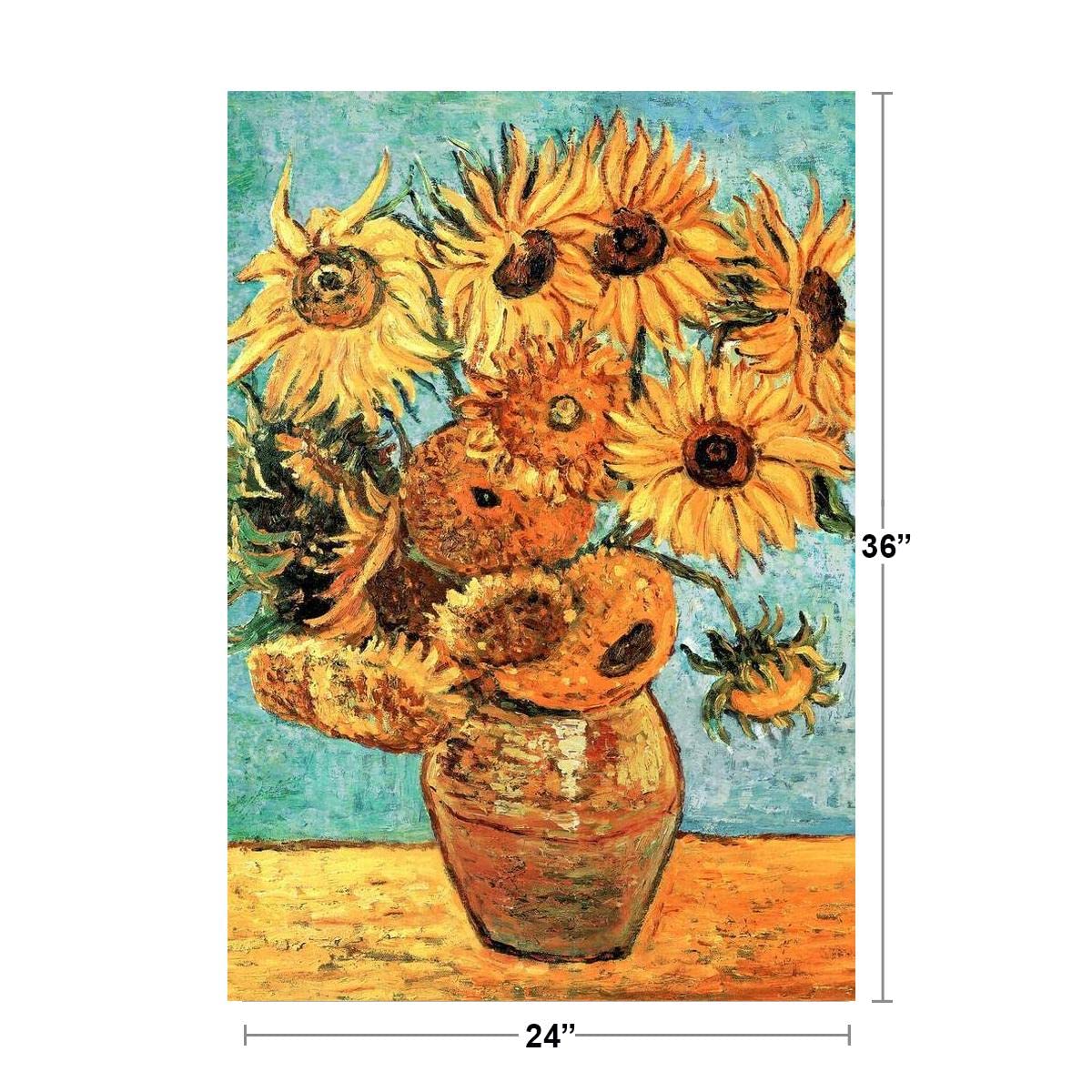 Vincent Van Gogh Vase With Twelve Sunflowers Van Gogh Wall Art Impressionist Painting Style Nature Spring Flower Wall Decor Vase Bouquet Poster Romantic Artwork Cool Wall Decor Art Print Poster 24x36