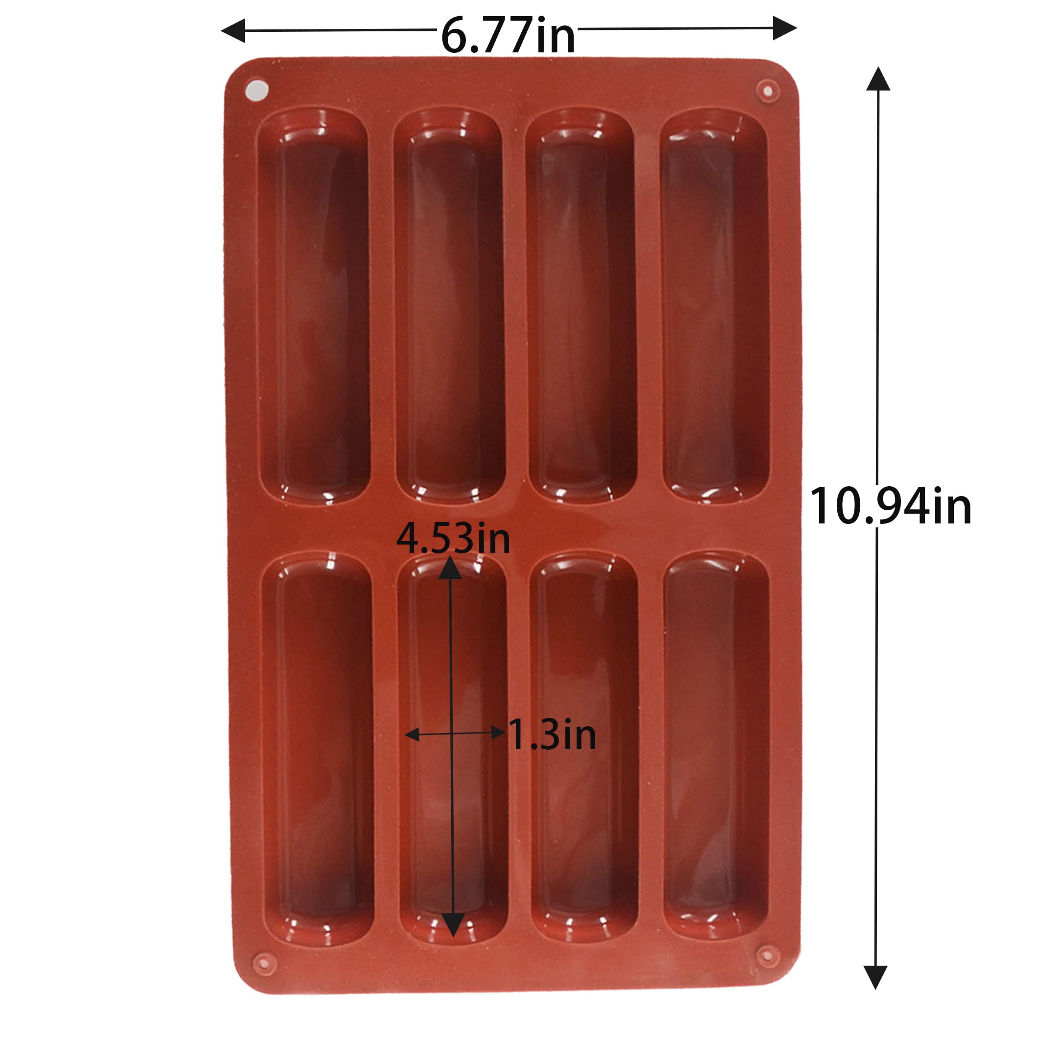 Emousport Cake Tools Silicone Classic Collection Shapes Finger Orange Non Stick Eclair 8 Forms Silicone Baking Mold
