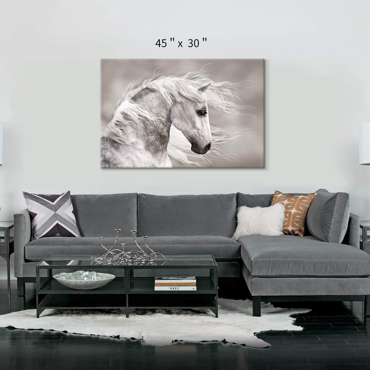 Animals Artwork Wildlife Picture Painting: Horse Head Graphic Art Print Wall Art For Wall Decor (45    X 30    X 1 Panel)