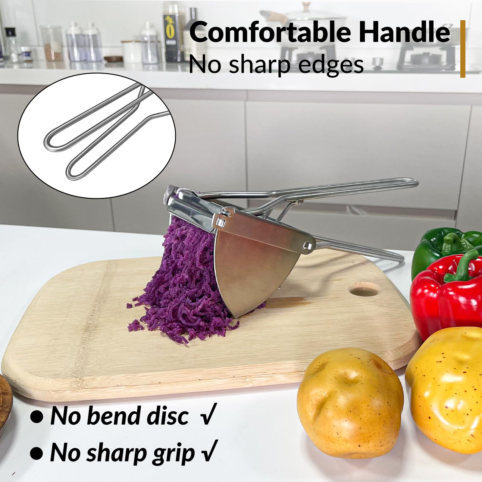 Potato Ricer, Potato Masher, Larger 22Oz Heavy Duty Potato Ricer Stainless Steel Make Fluffy Mashed Potatoes, Comfort Handle Ric