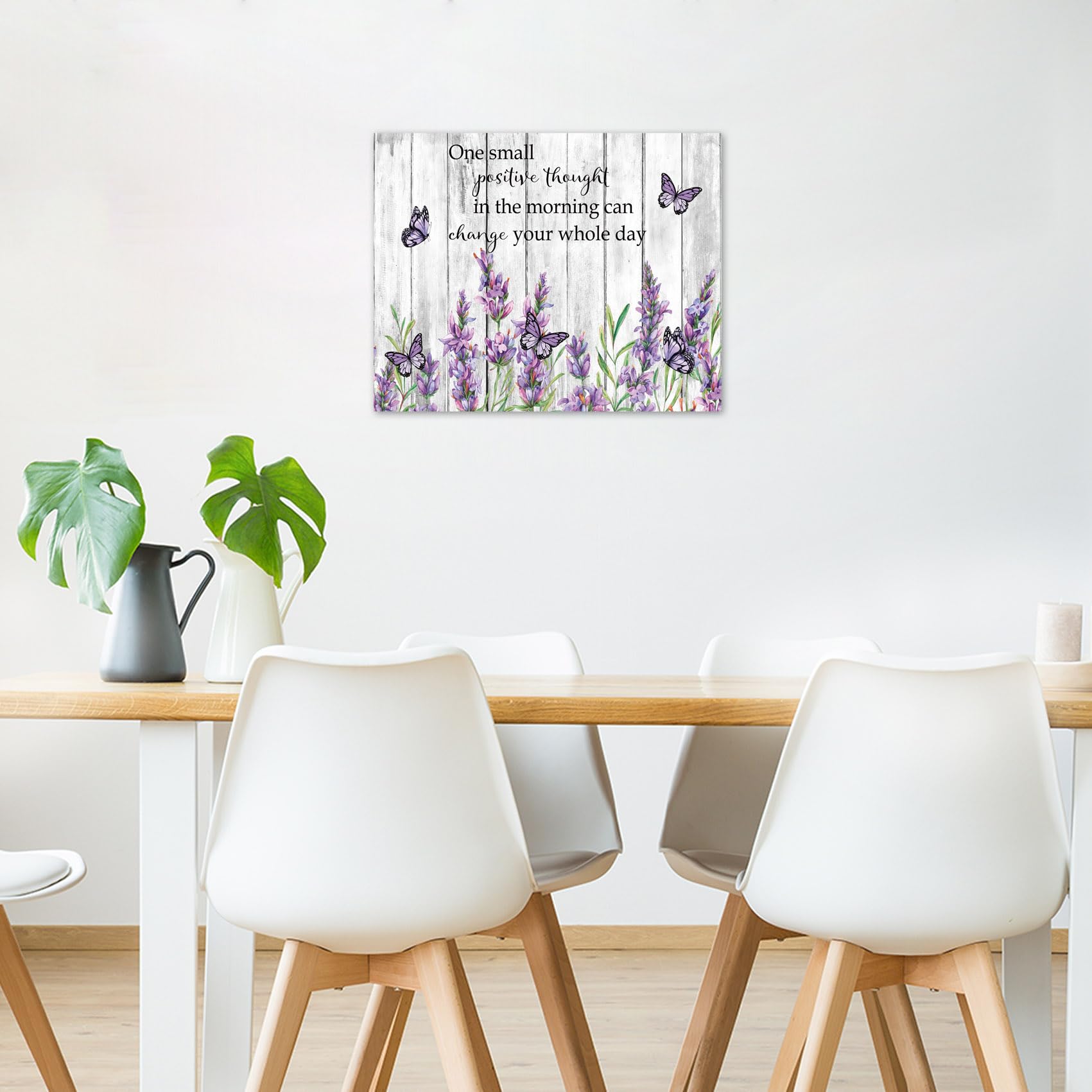 Purple Lavender Wall Art For Bathroom Inspirational Quotes And Vintage Butterfly Abstract Canvas Wall Art Country Plant Flower W