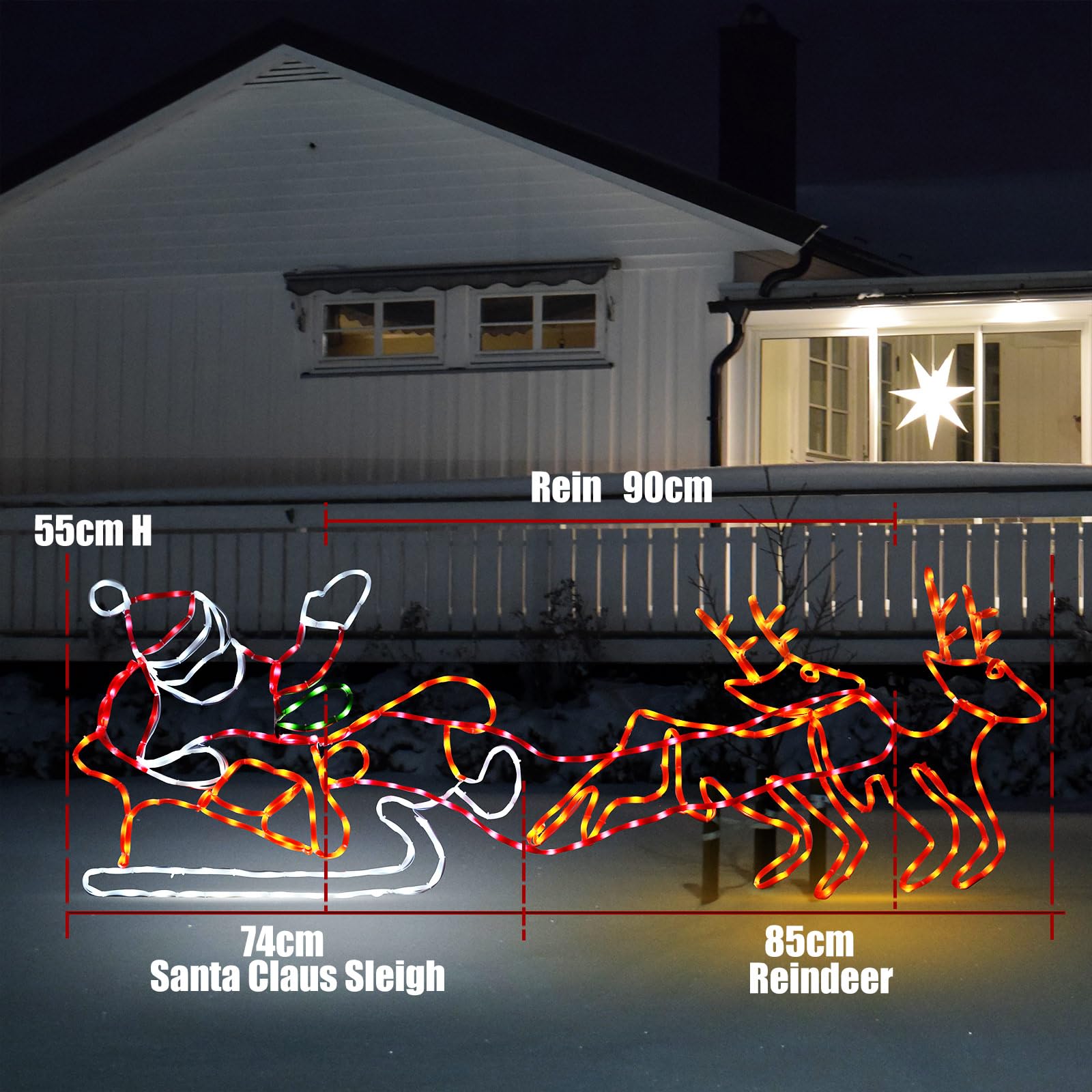 Hawisphy 5FT 273 LED Christmas Santa Claus, Light up Christmas Father Neon Sign Animated Christmas Decoration for Xmas Indoor Ou