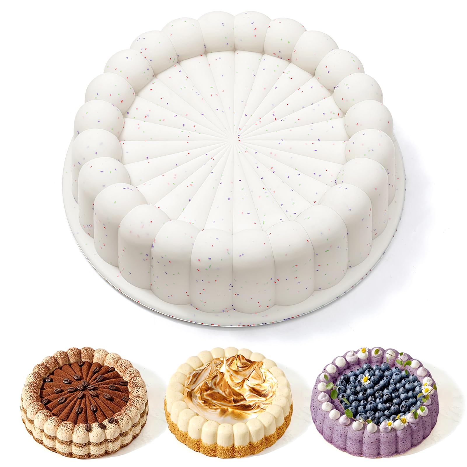 Vinino Charlotte Cake Pan, 8 Inch Silicone, Cream