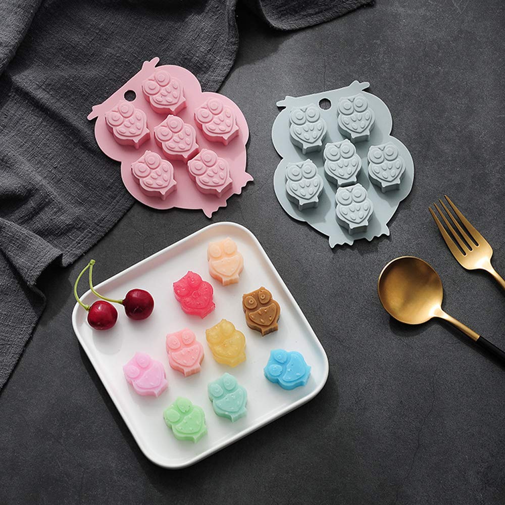 2 Pack Mini Chocolate Mold Owl Shape Silicone Mold For Candy Gummy Jello Ice Cube Crayon Melt Biscuits, Cake Decoration Soap Mol