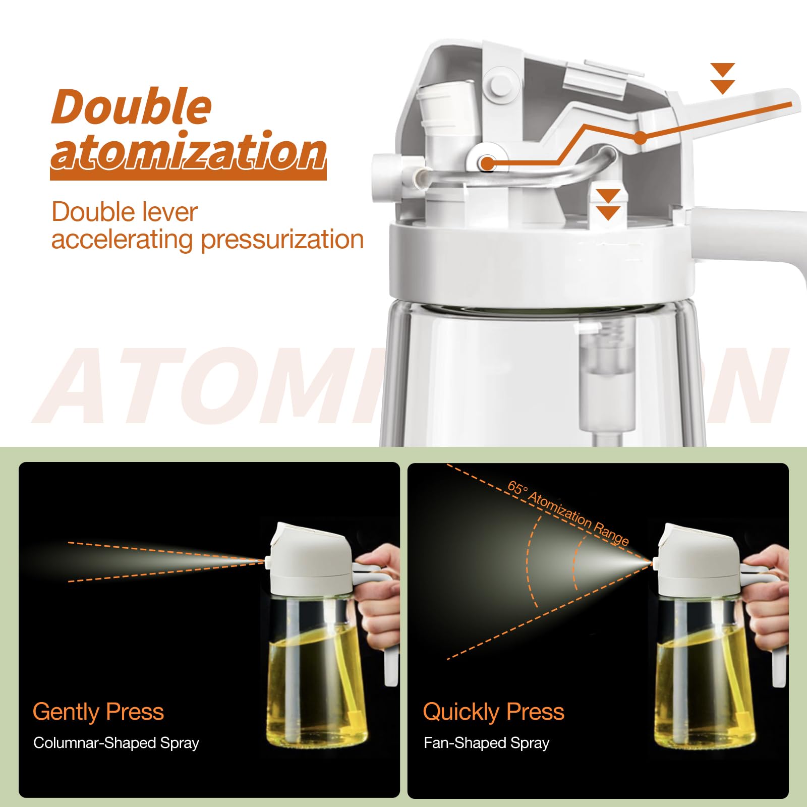 Yarramate Oil Sprayer For Cooking, 2 In 1 Olive Oil Dispenser Bottle For Kitchen, 17Oz/500Ml Premium Glass Oil Bottle, Food-Grad