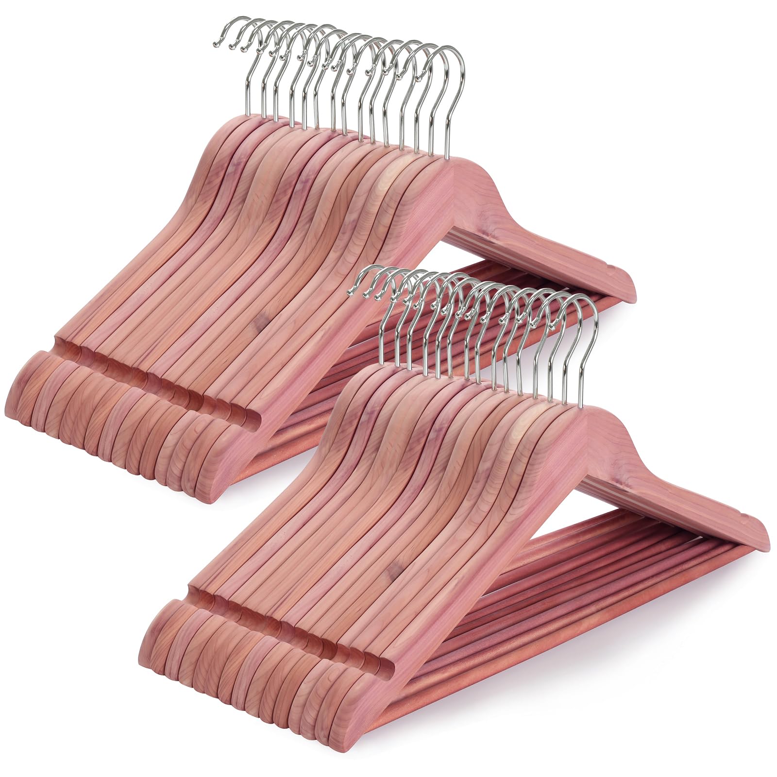 Topia Hanger American Red Cedar Wooden Hangers 30 Pack, Clothes Hangers For Closet, Wood Suit Hangers With Smooth Cut Notches, 3