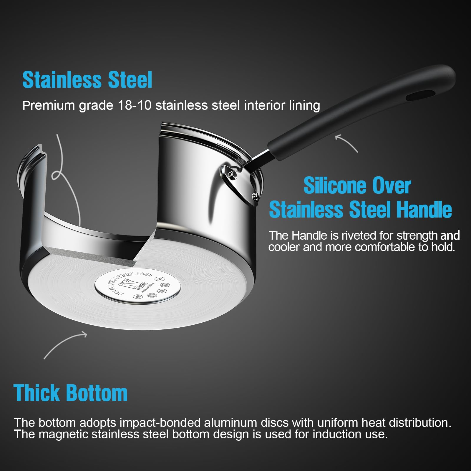 Cook N Home Professional Saucepan  2QT  Steel