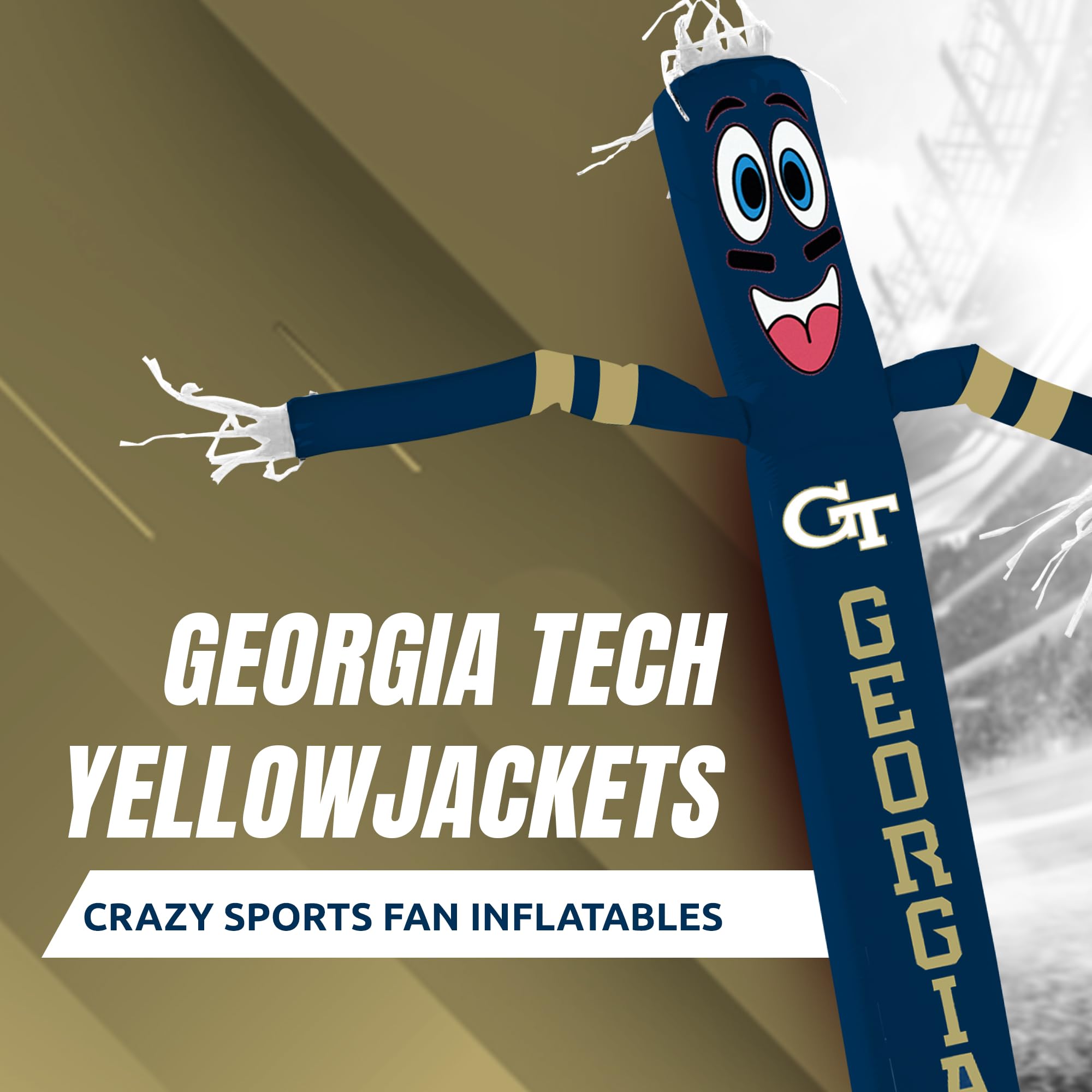 Sporticulture NCAA GT Jackets Football Wacky Waving Inflatable Tube Guy with LED Lights & Built-in Blower Air Wacky Dancers Infl