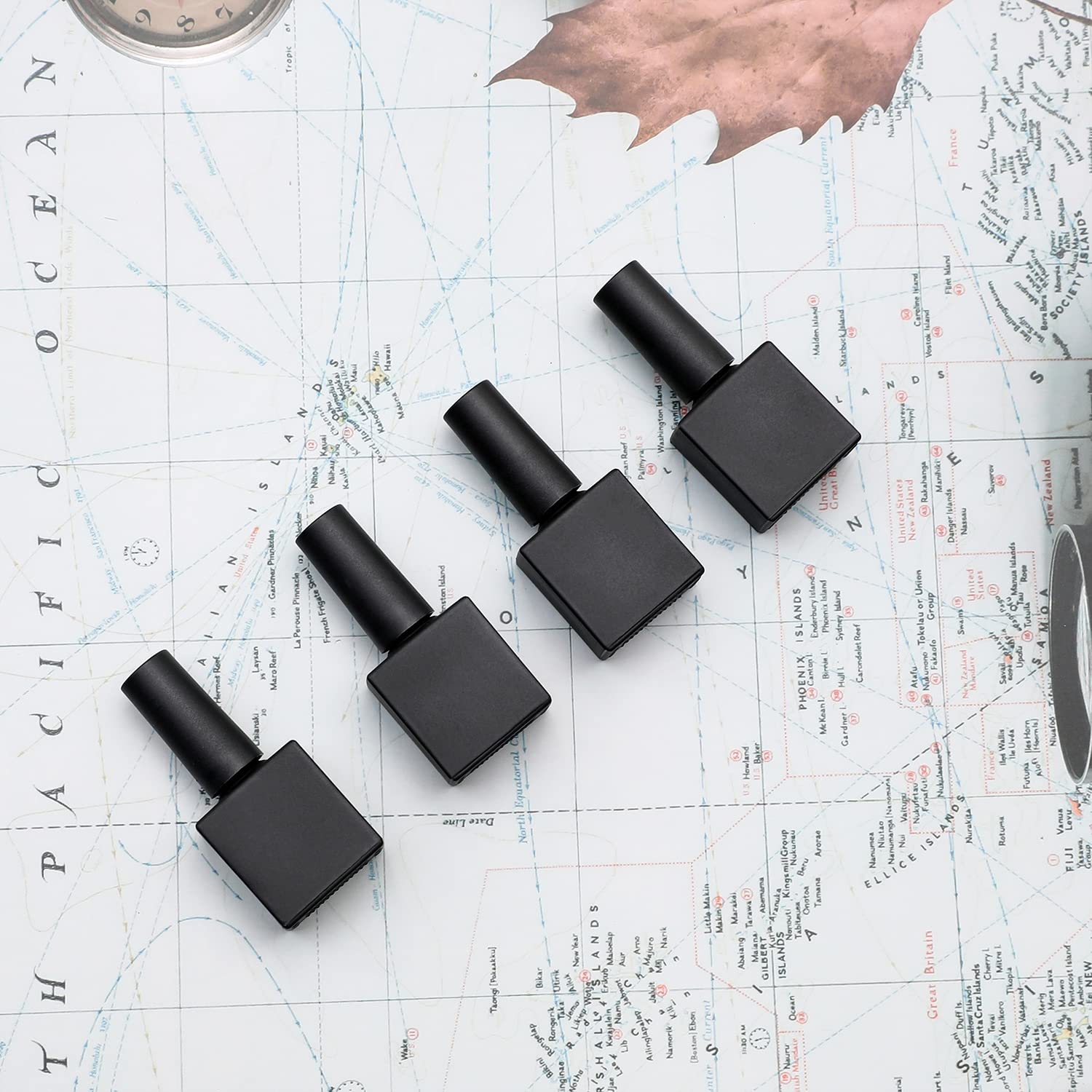 Agidea Empty Nail Polish Bottles With Brush, 10Ml Empty Gel Polish Bottles Black, Opaque Square Glass Refillable Fingernail Poli