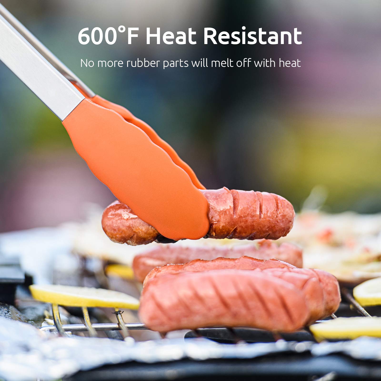 Kitchen Tongs, U-Taste 7/9/12 Inches Cooking Tongs, With 600F High Heat-Resistant Non-Stick Silicone Tips, 18/8 Stainless Steel