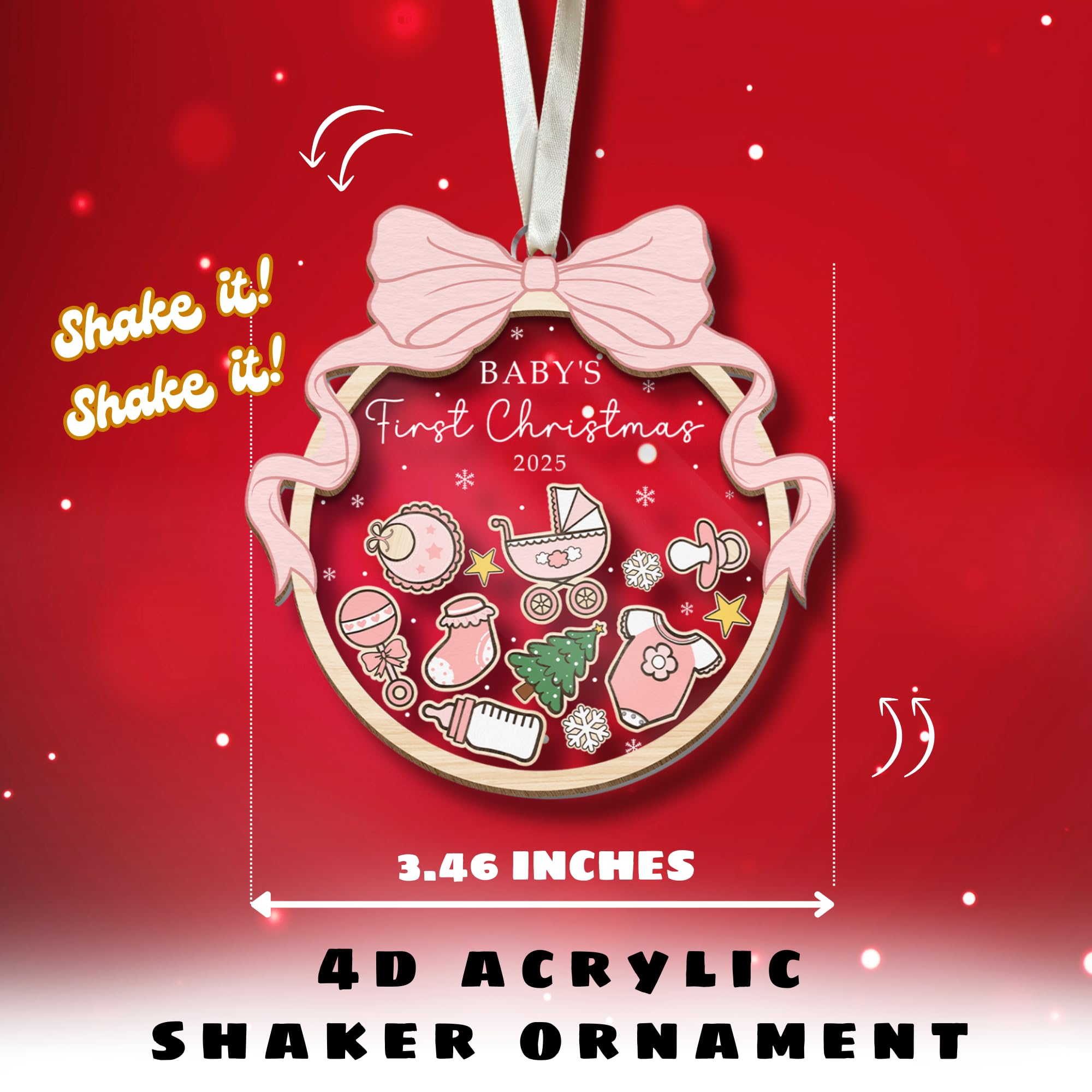 SUCHAGIFT Babys First Christmas Ornament 2025 Girl - Baby First Christmas Ornaments 2025, Babys Girls 1st Xmas Ornaments - Baby
