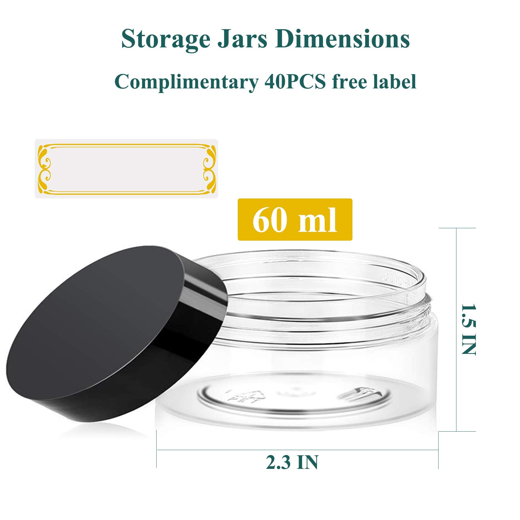 Hajoyful 2Oz Plastic Jars With Lids 36Pcs Small Cosmetic Slime Containers Clear Travel Round Jars Empty Sample Containers Leak P