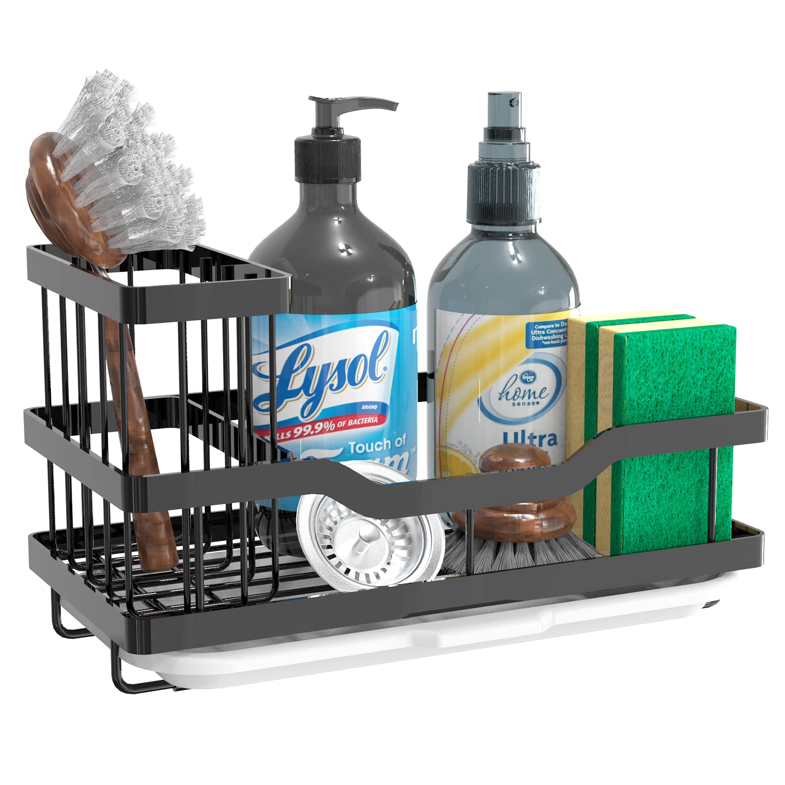 Fssvcd Multifunctional Sponge Holder For Kitchen Sink, Kitchen Sink Caddy Organizer With Detachable Brush Holder, 304 Stainless