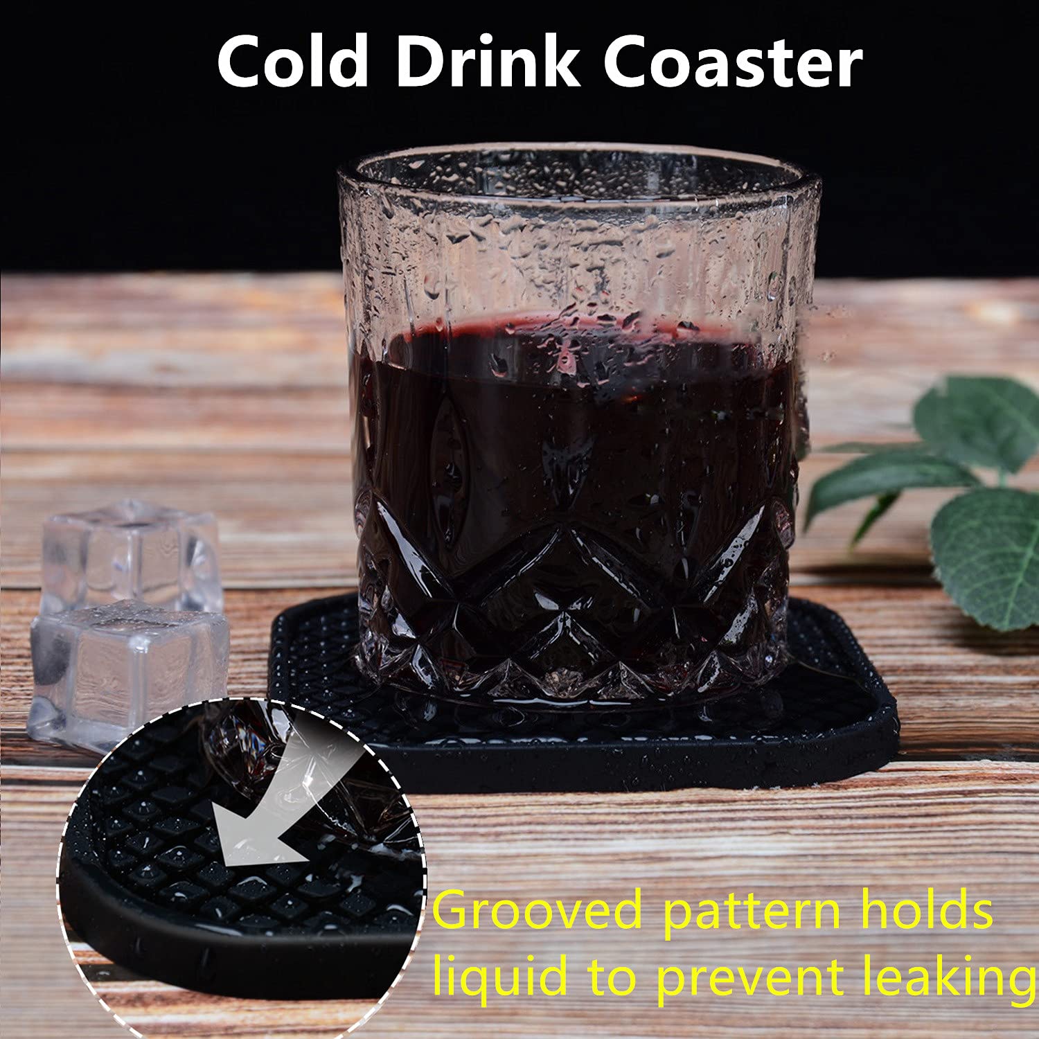 Iyyi Silicone Coasters Set Of 6, Drink Coasters With Holder, Non-Slip Cup Mat, Deep Tray Absorbent Coaster, Heat Resistant Count