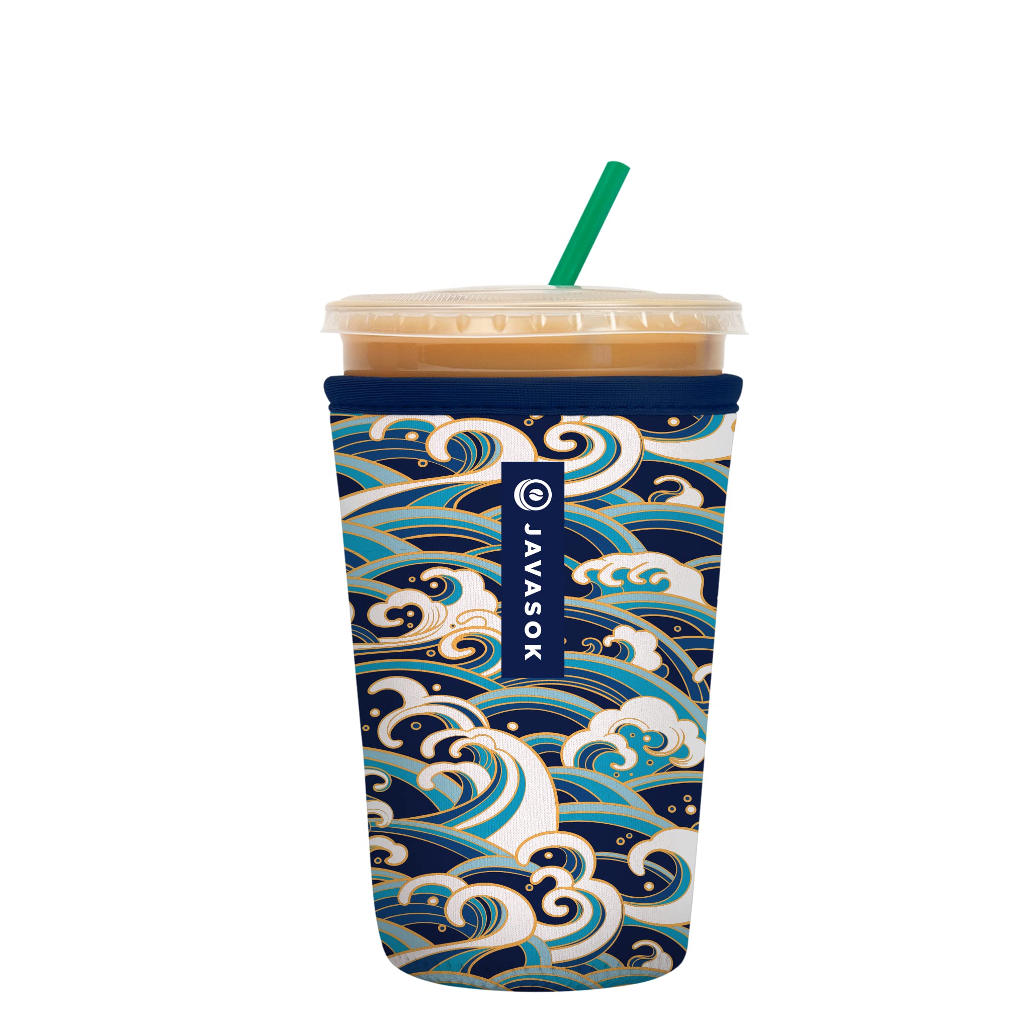 Sok It Java Sok Iced Coffee & Cold Soda Insulated Neoprene Cup Sleeve (Perfect Wave, Medium: 22-28Oz)