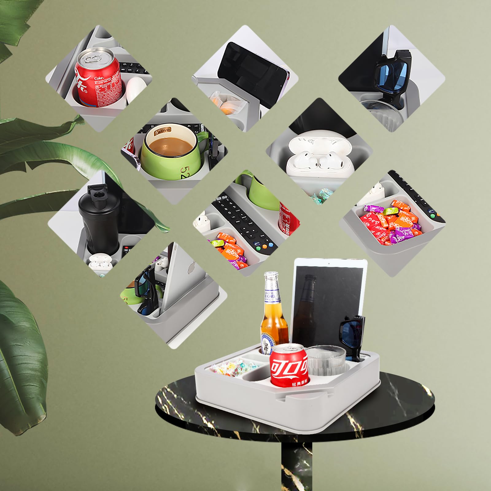 Couch Cup Holder Tray ,Finthech Food-Grade Silicone Couch Caddy For Bed Car Seat, Waterproof Anti-Spill Couch Drink Holder For H