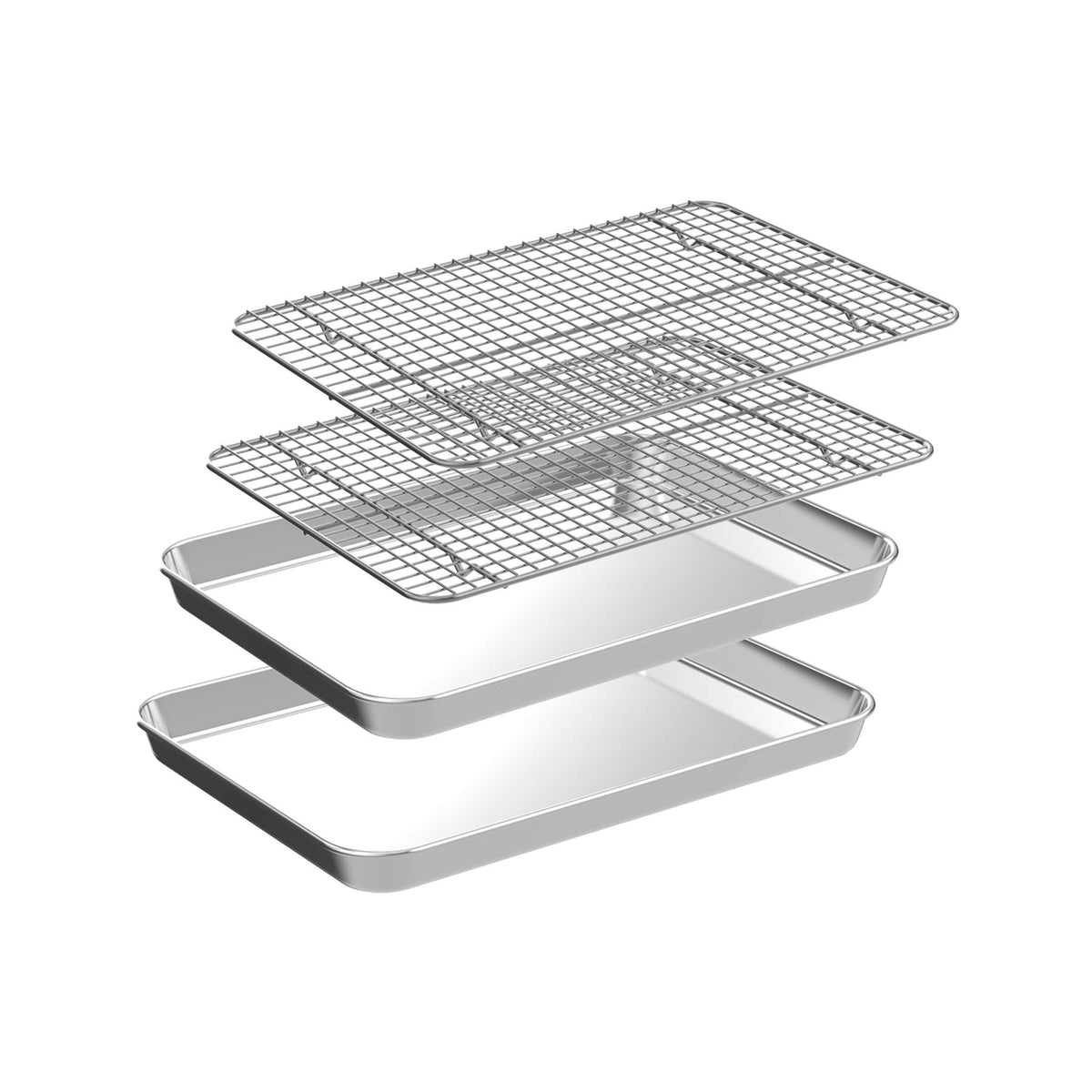 Small Baking Sheet with Rack Set [2 Cookie Sheets + 2 Baking Racks], C ...