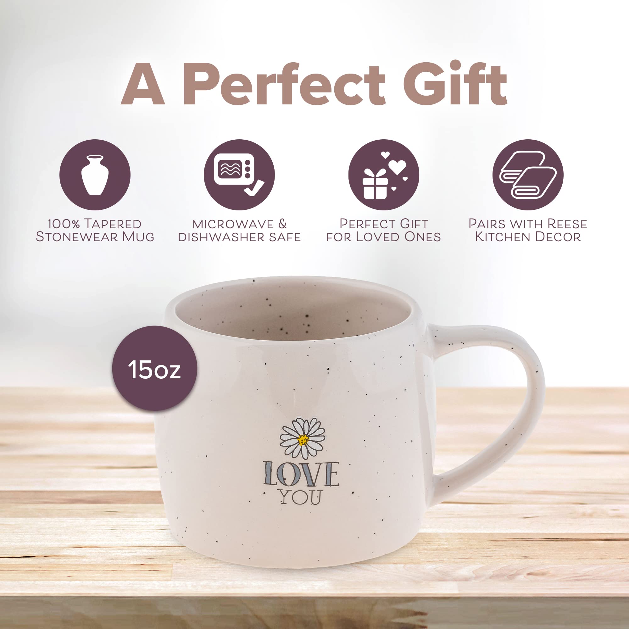 Karma Gifts Reese Ceramic Mug - 16-Ounce Coffee Cup - Cute Mugs For Women And Men - Bee