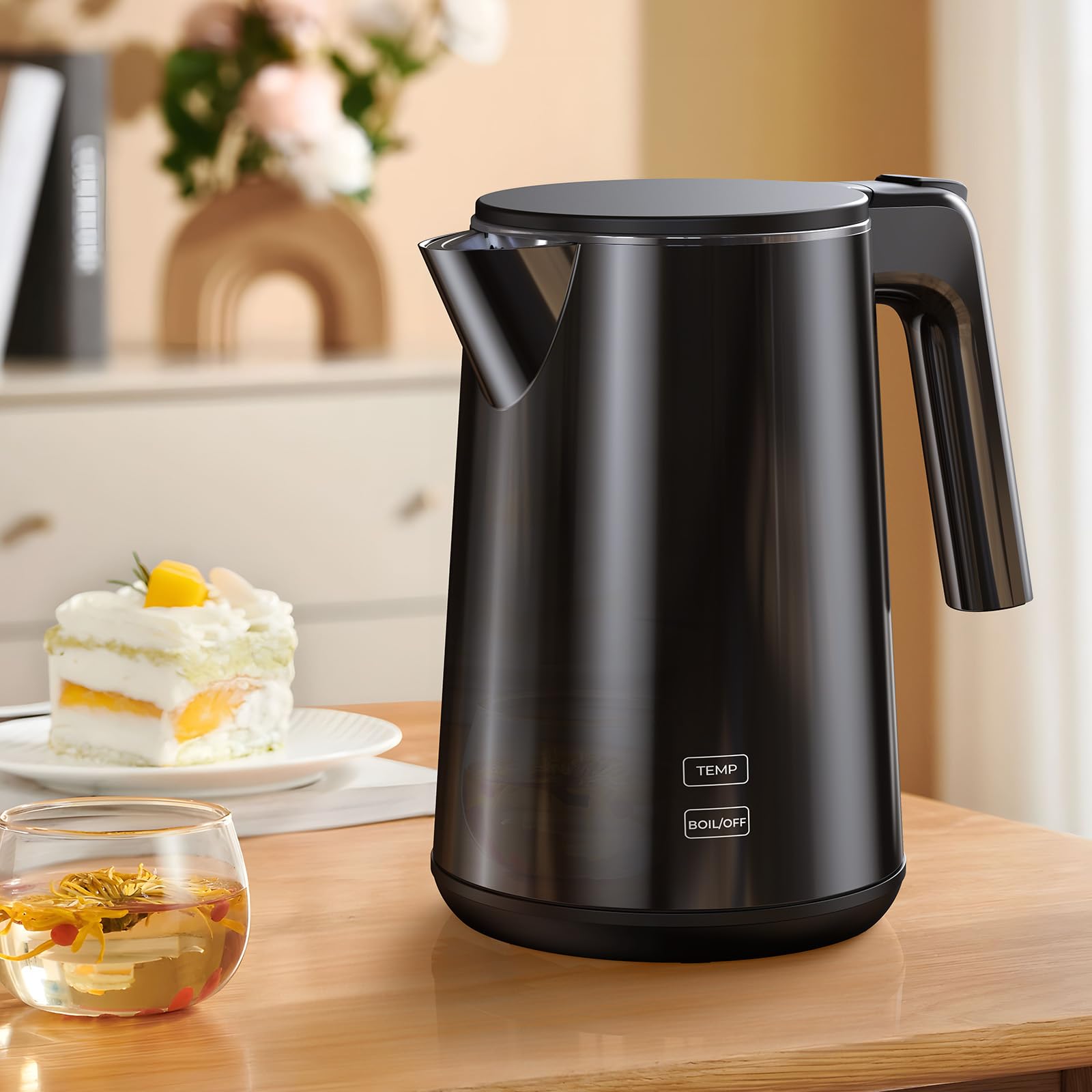 Electric Kettle 1.0L 1200W, 7 Temp Settings, 4H Keep-Warm, Fast-Boil Stainless Steel Electric Tea Kettle, 120V Water Boiler with