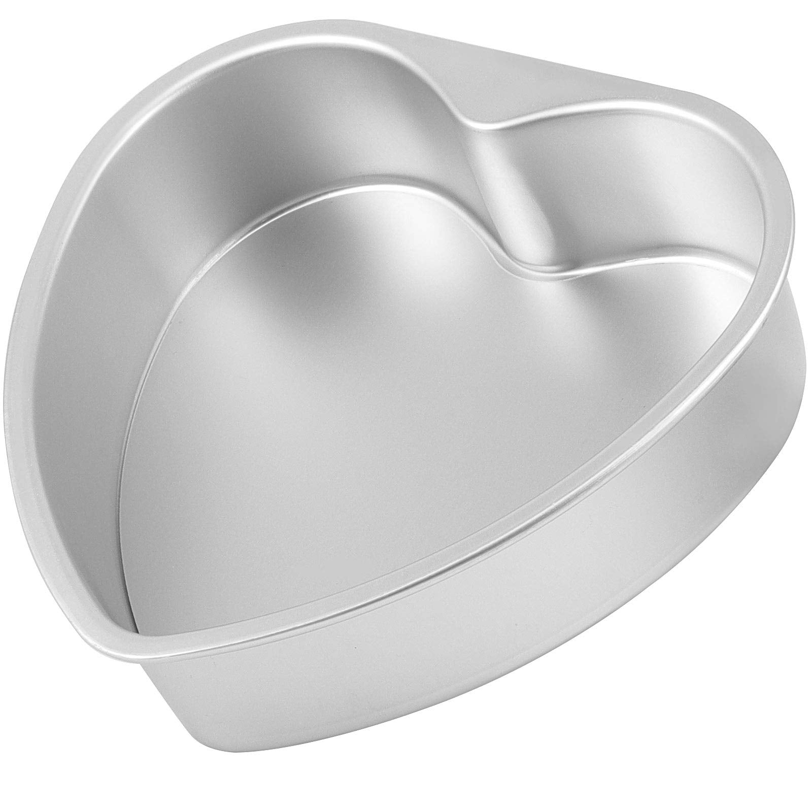 ZOENHOU Heart Shaped Cake Pans Set - 4 PCS Aluminum Non-Stick Baking Molds, 5" 6" 8" 10", Silver, Removable Bottom