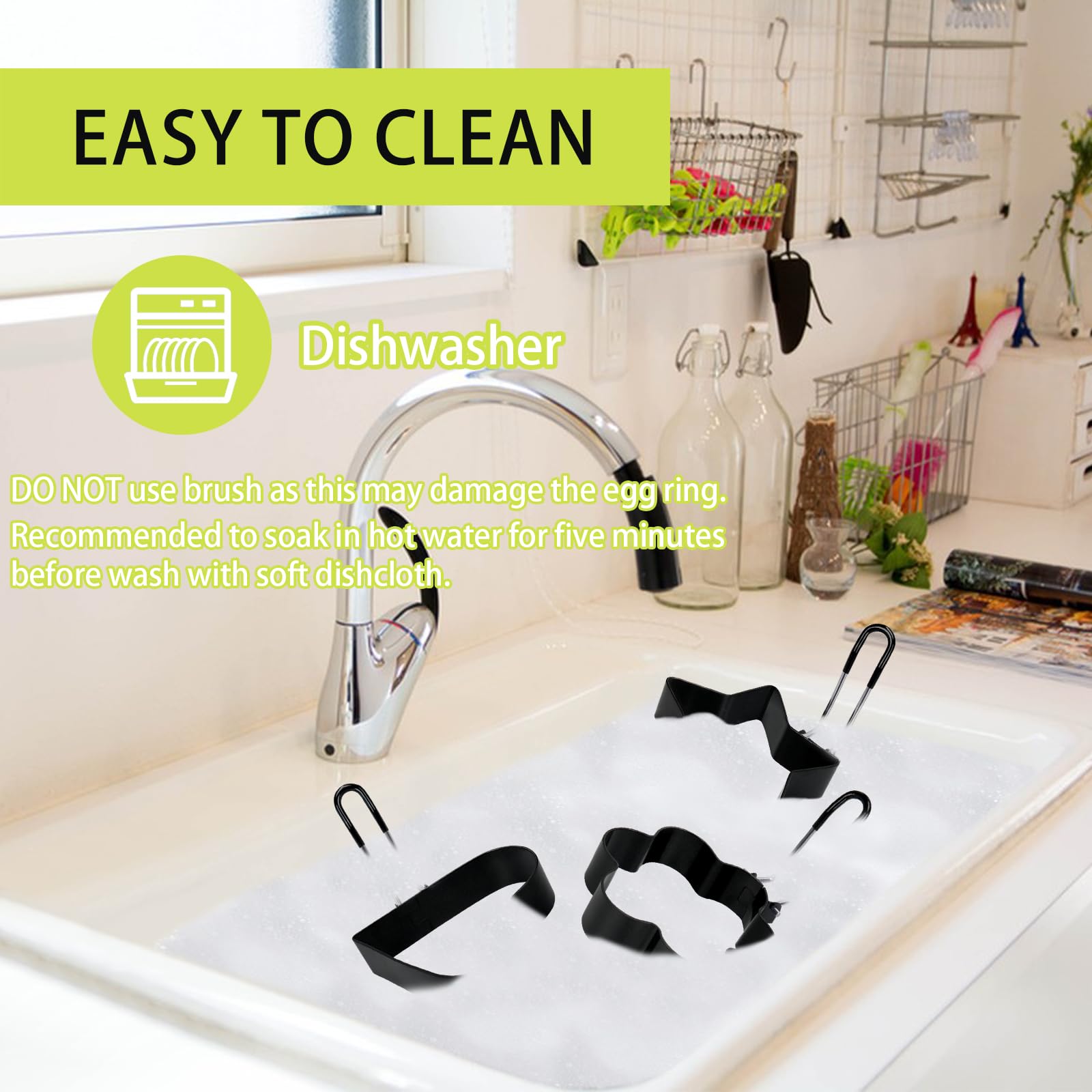 Egg Ring,Leeloon 4 Pack Stainless Steel Egg Ring Molds With Non Stick Metal Shaper Circles For Fried Egg Mcmuffin Sandwiches,Fry