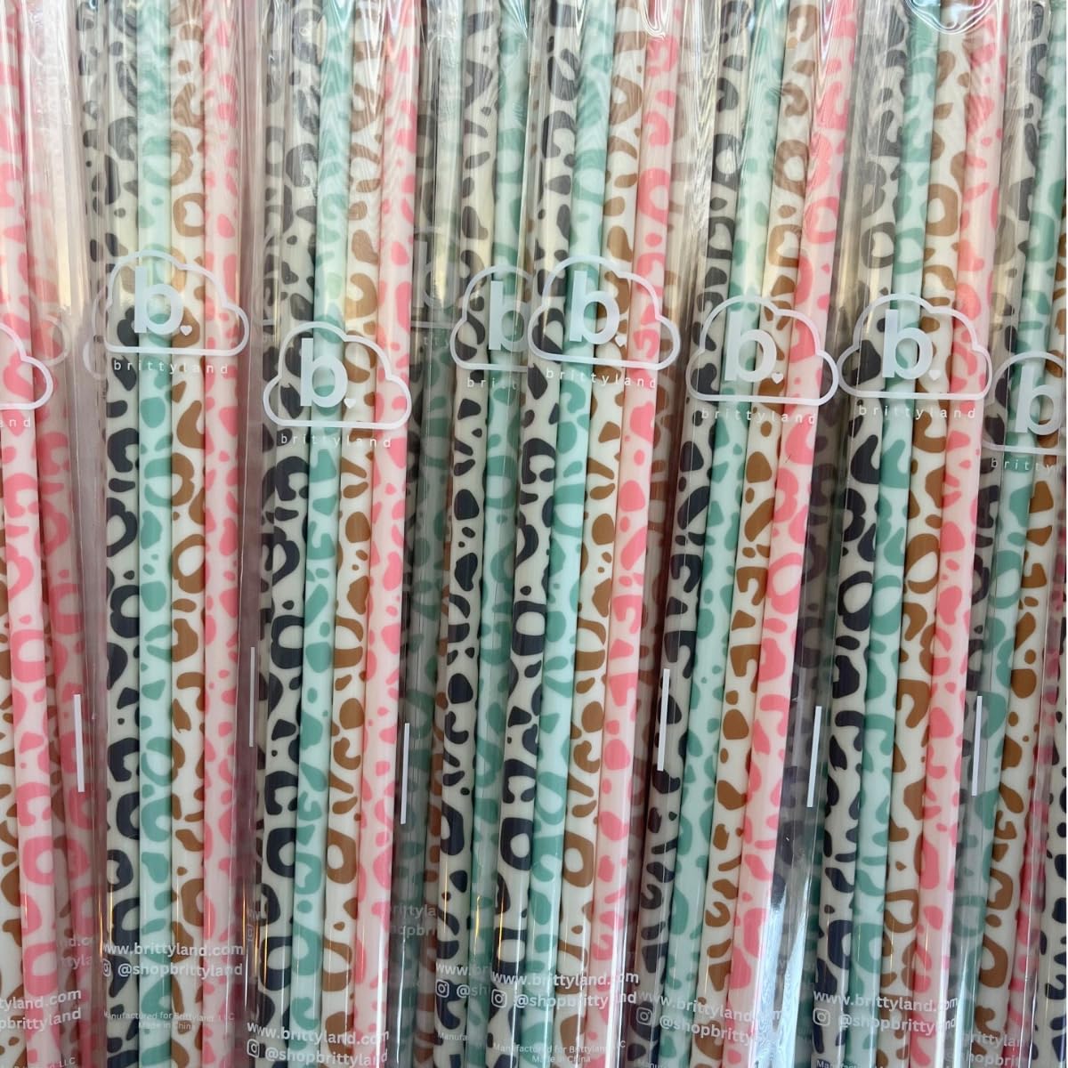 Brittyland 40Oz Replacement Straws - 4 Pack | 40Oz Tumbler Leopard Straws, Cheetah Straws, Iced Coffee Straws, Extra Long Straws