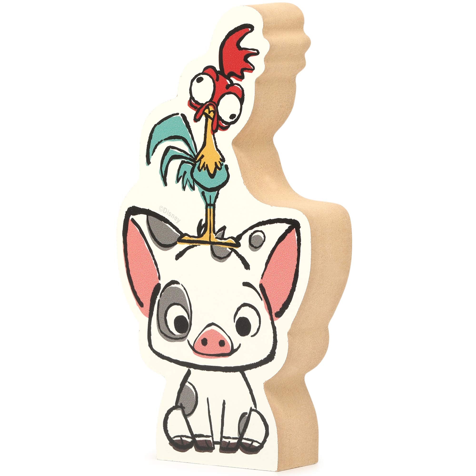 Disney Moana, Pua and Heihei Shelf Sitter Decor - Chunky Wood Block Cutout for Kids  Bedroom, Play Room or Movie Room