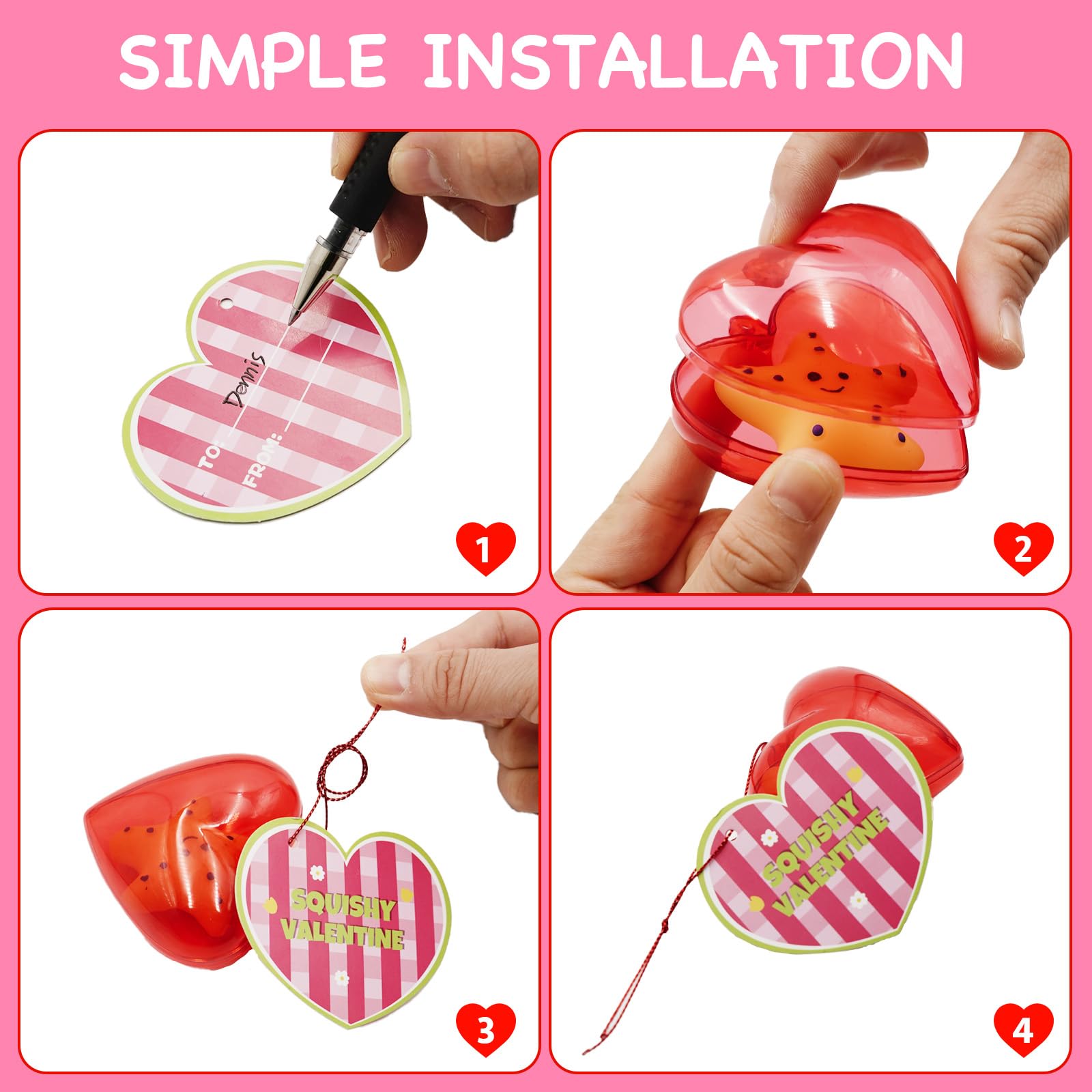 Govetom 28 Pack Valentine Mochi Squishy Toys Filled Hearts With Valentine Cards Animal Squishies For Kids Valentines Day Gift Ex