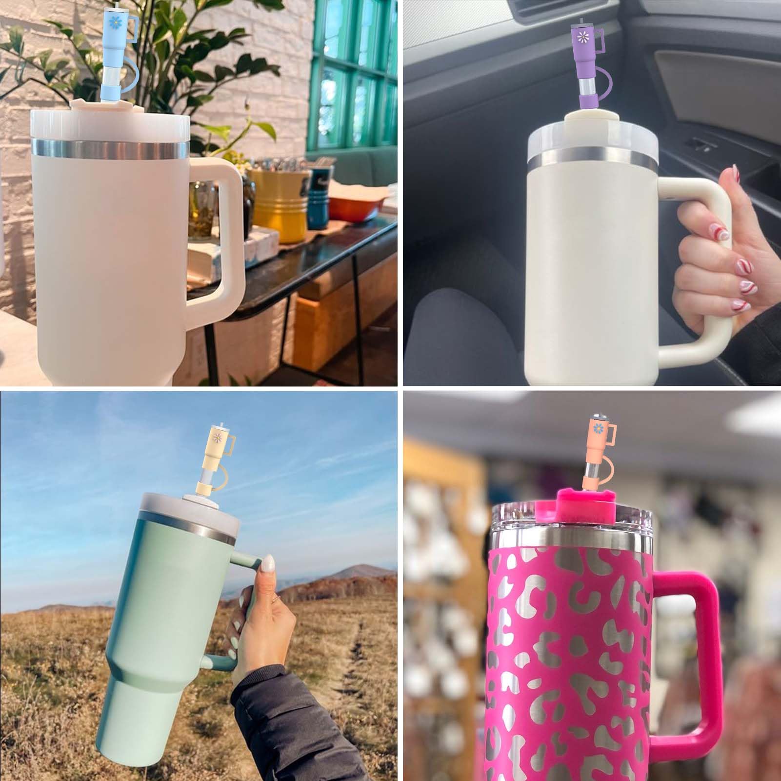 Aiersa 5Pcs Silicone Straw Cover Cap Compatible With 30&40 Oz Tumblers, Straw Tip Covers For Cups Accessories