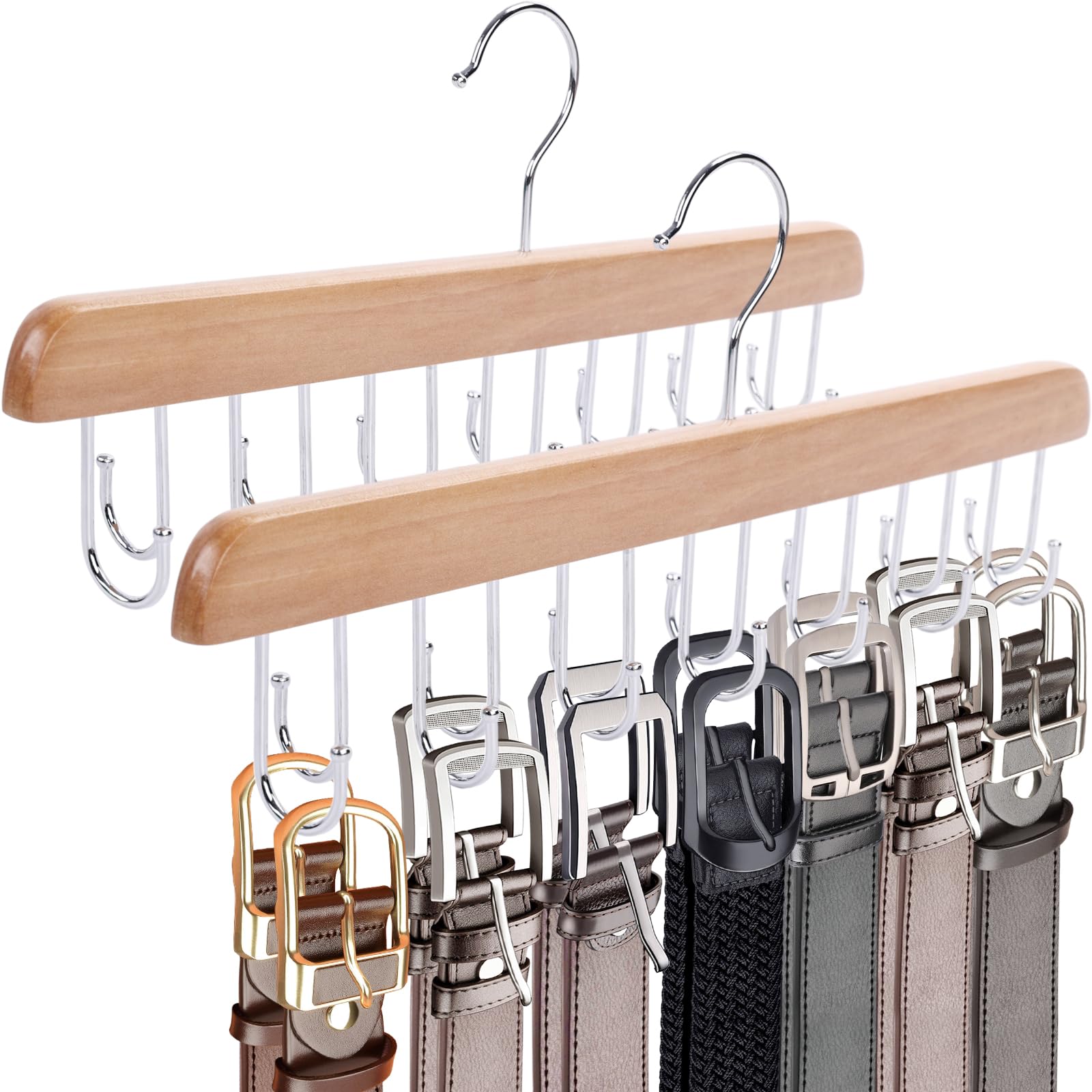 Johouse 2Pcs Belt Hangers For Closet, Belt Rack Belt Organizer 14 Hooks Belt Holder For Storage Max 42 Belts 360 Rotating For Br