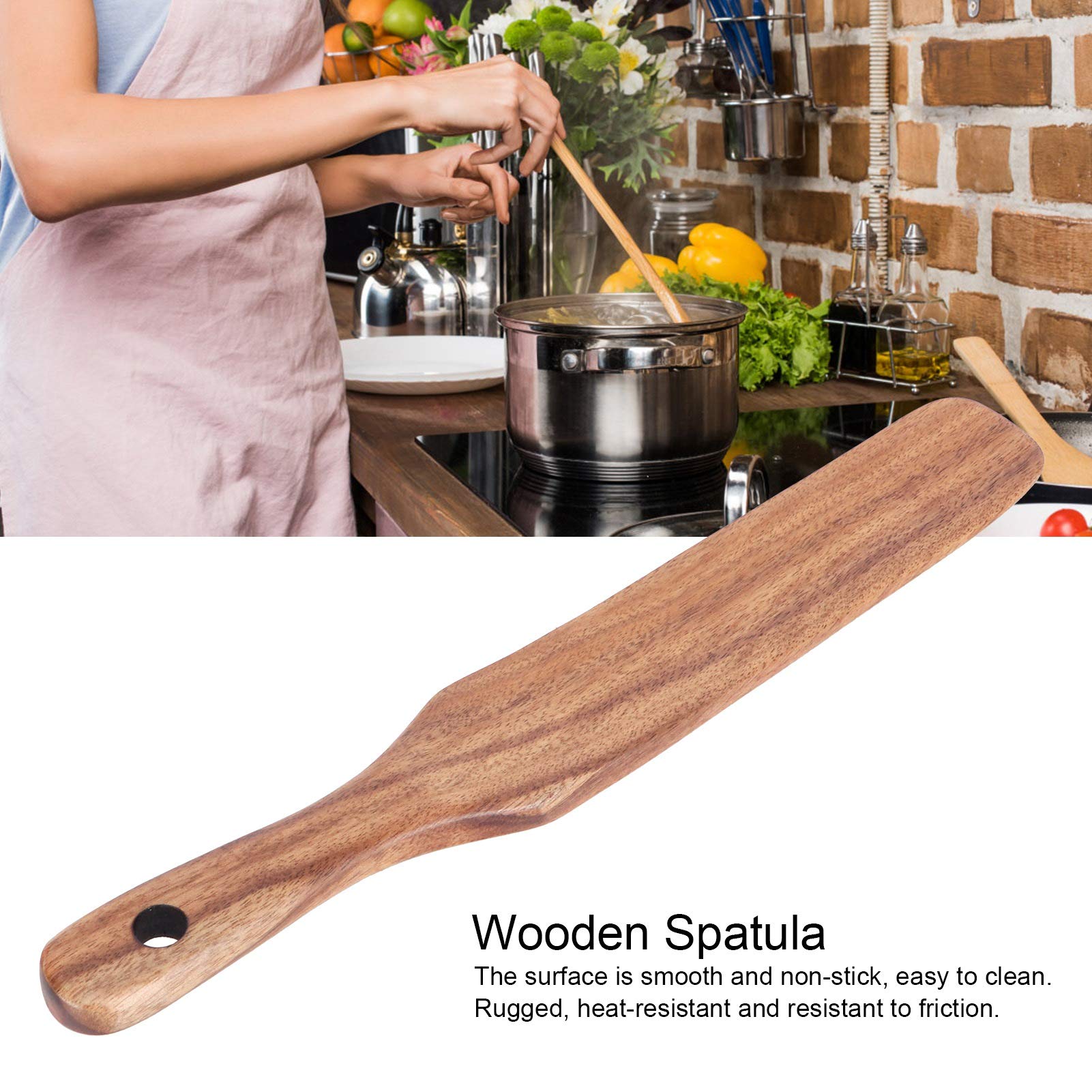 Wooden Spurtle, Cake Cream Spatulas, Non-Stick 10 X 1.5 Inch For Baking Cooking Cake Cream Butter