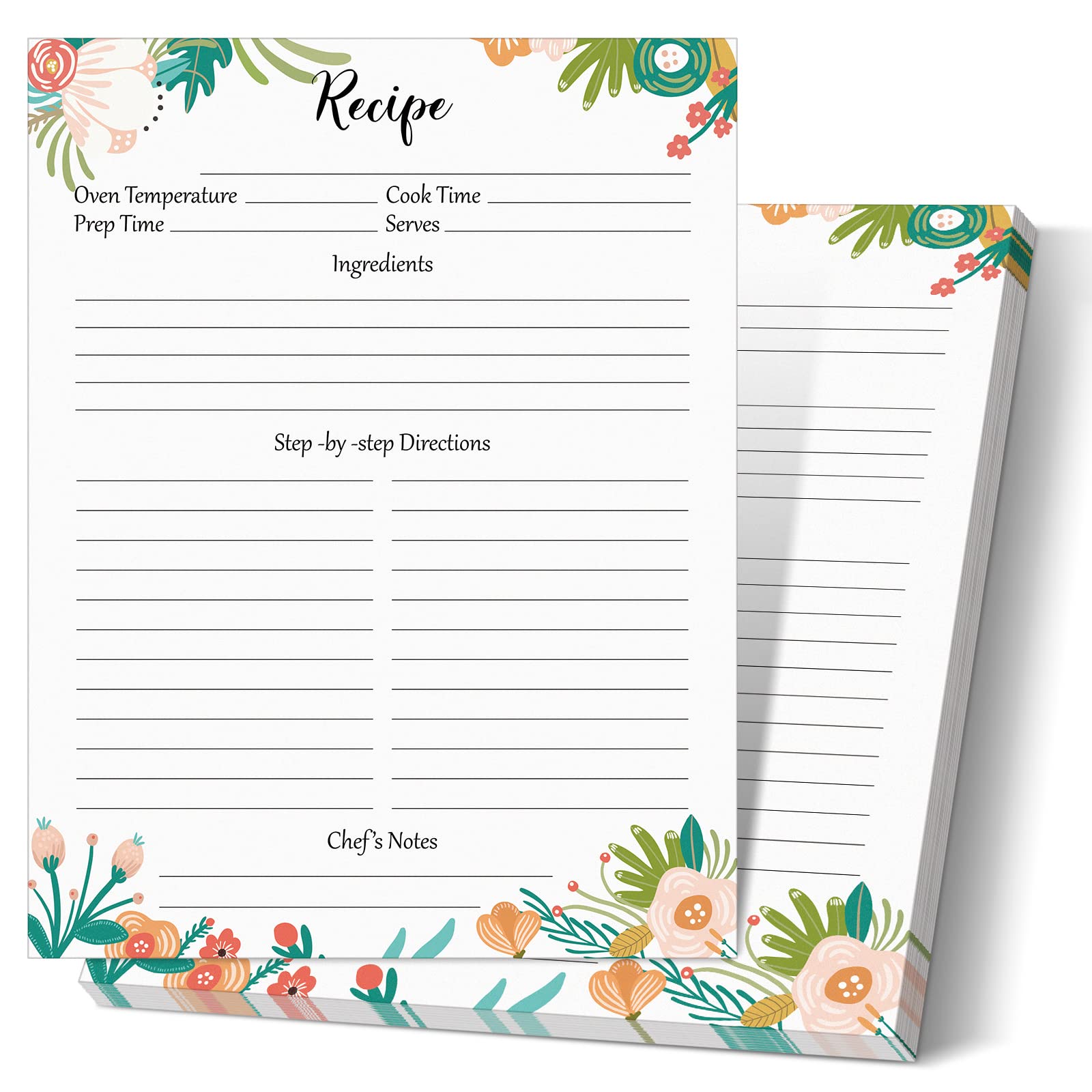 50 Sheets Recipe Paper Full Size Recipe Refill Pages 8.5 X 11 Inch Recipe Cards For Recipe Binder Book