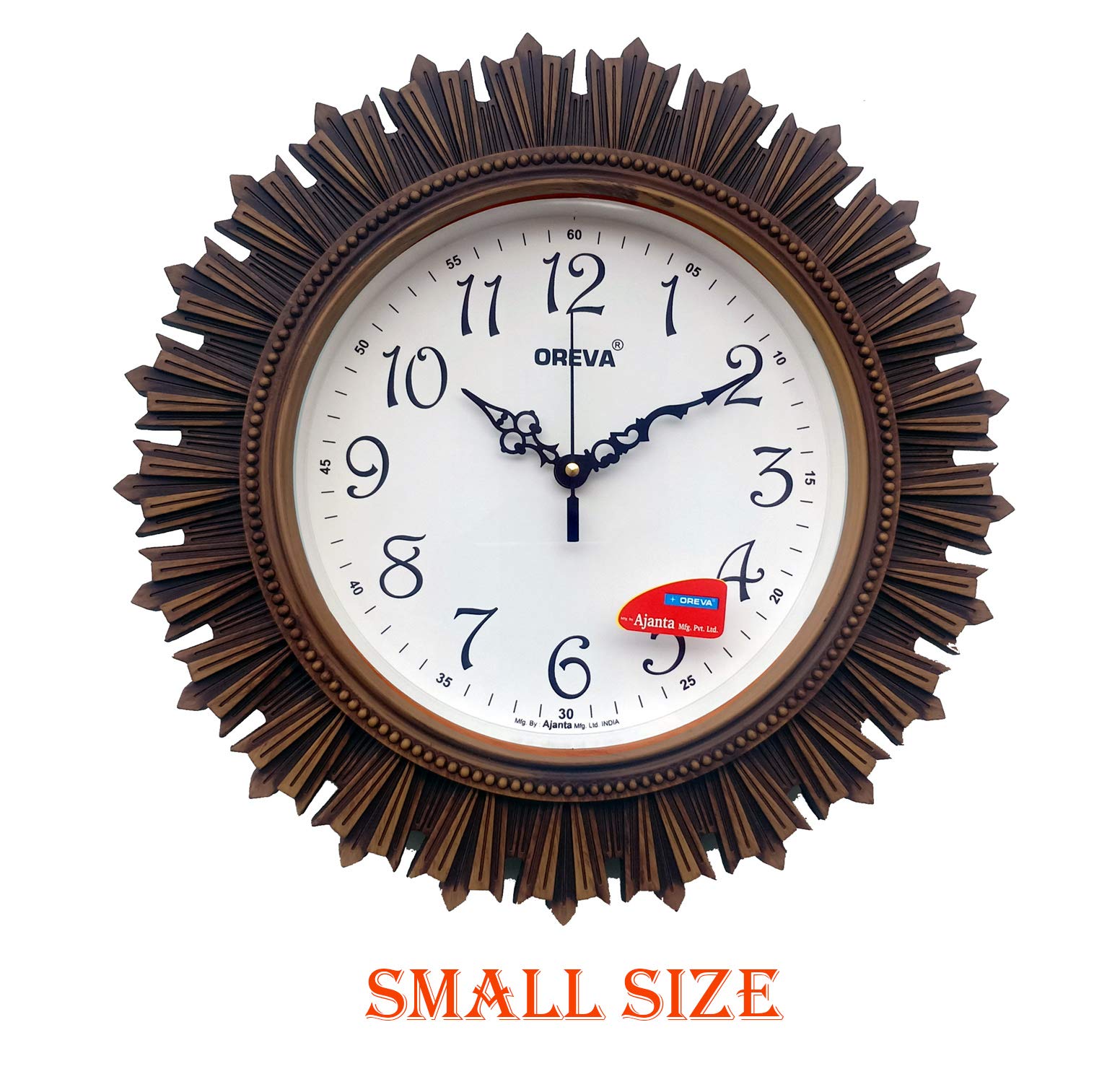 Oreva Aq 6197 Plastic Wooden Look Designer Wall Clock (32.5 X 32.5 X 4.8 Cm), Brown - Analog