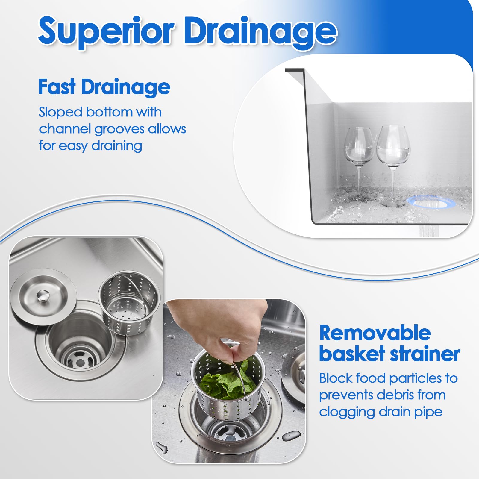 Rovogo 22X18X9 Inch Drop In Kitchen Sink Single Bowl, 304 Stainless Steel Modern Sink Top Mount With 2 Holes, Brushed