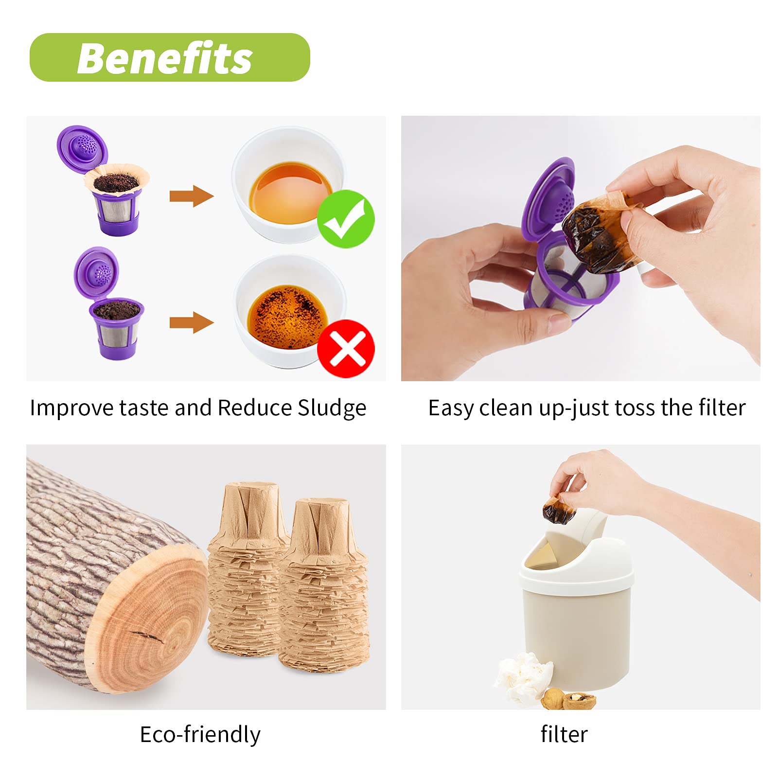 K cup Coffee Paper Filters Disposable for Reusable K Cup Filters  Disposable Natural K Cup Filters  Compatible with Keurig Single Serve Filter Brands (200  Natural NO lid)