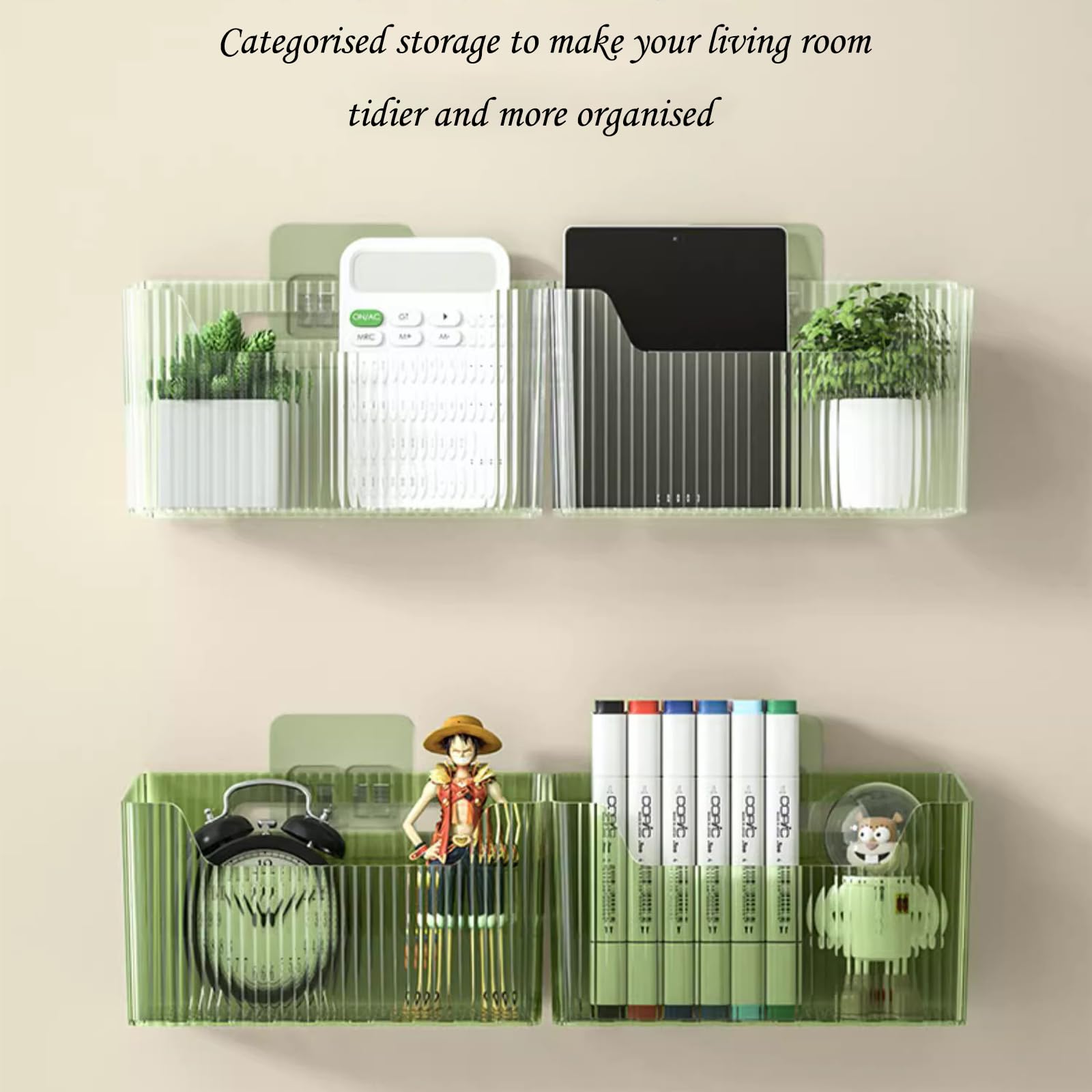 Set Of 2 Storage Organizer Bins Wall Mounted Organizer Basket, Shower Caddy Stackable Clear Plastic Makeup Organizer Adhesive Ha