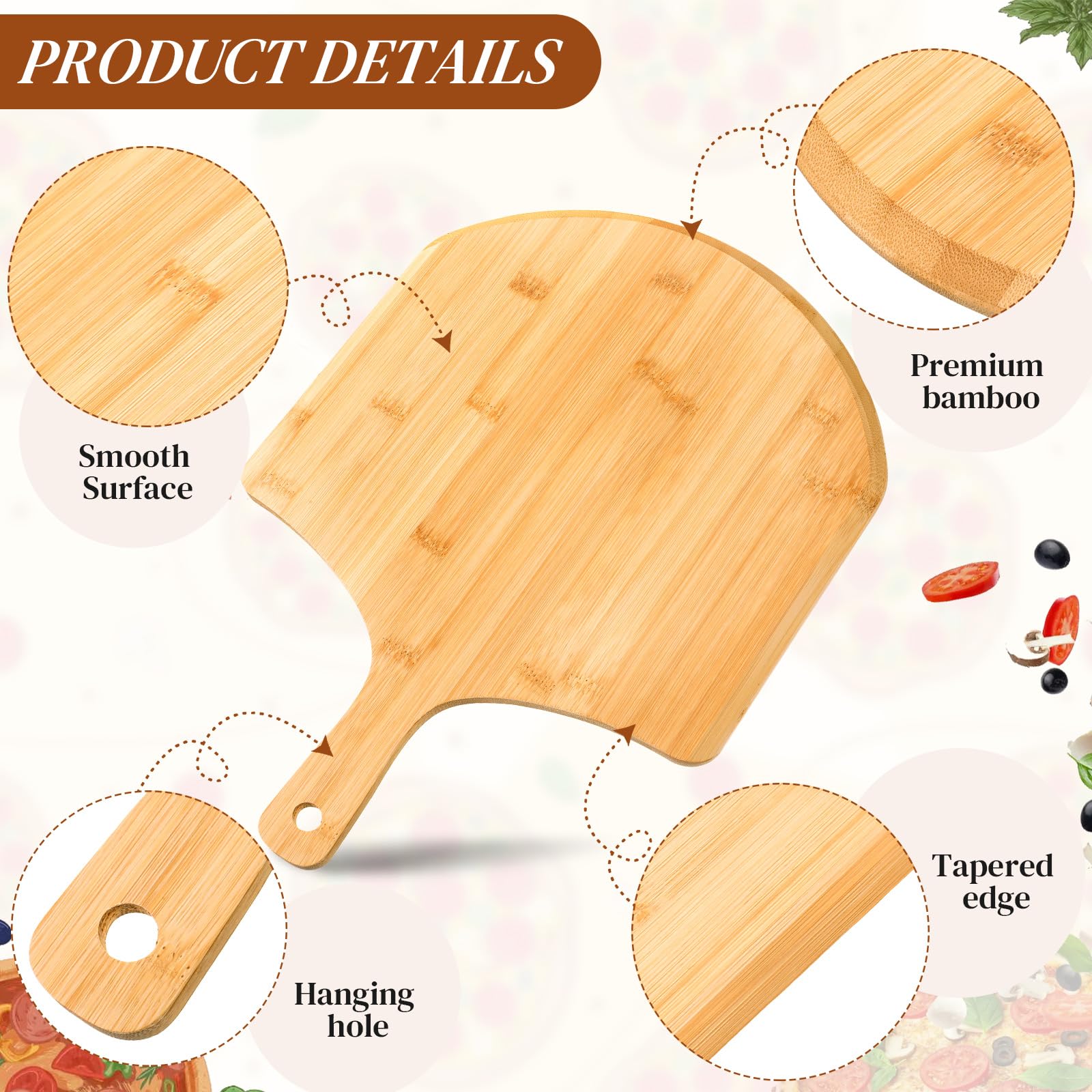 Gerrii 9 Pcs Wooden Pizza Peel 15.75 Inches Bamboo Pizza Peel Pizza Cutting Board Pizza Paddle Spatula With Handle For Baking Pi