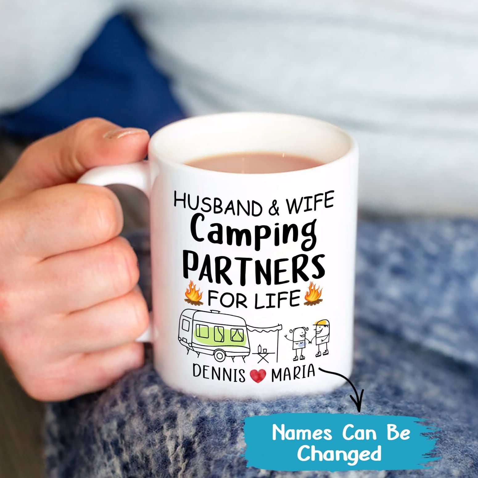 Husband And Wife Camping Partners For Life Coffee Mug, Personalized Camping Mug, Mug For Husband, Mug For Wife, Mug For Camper,