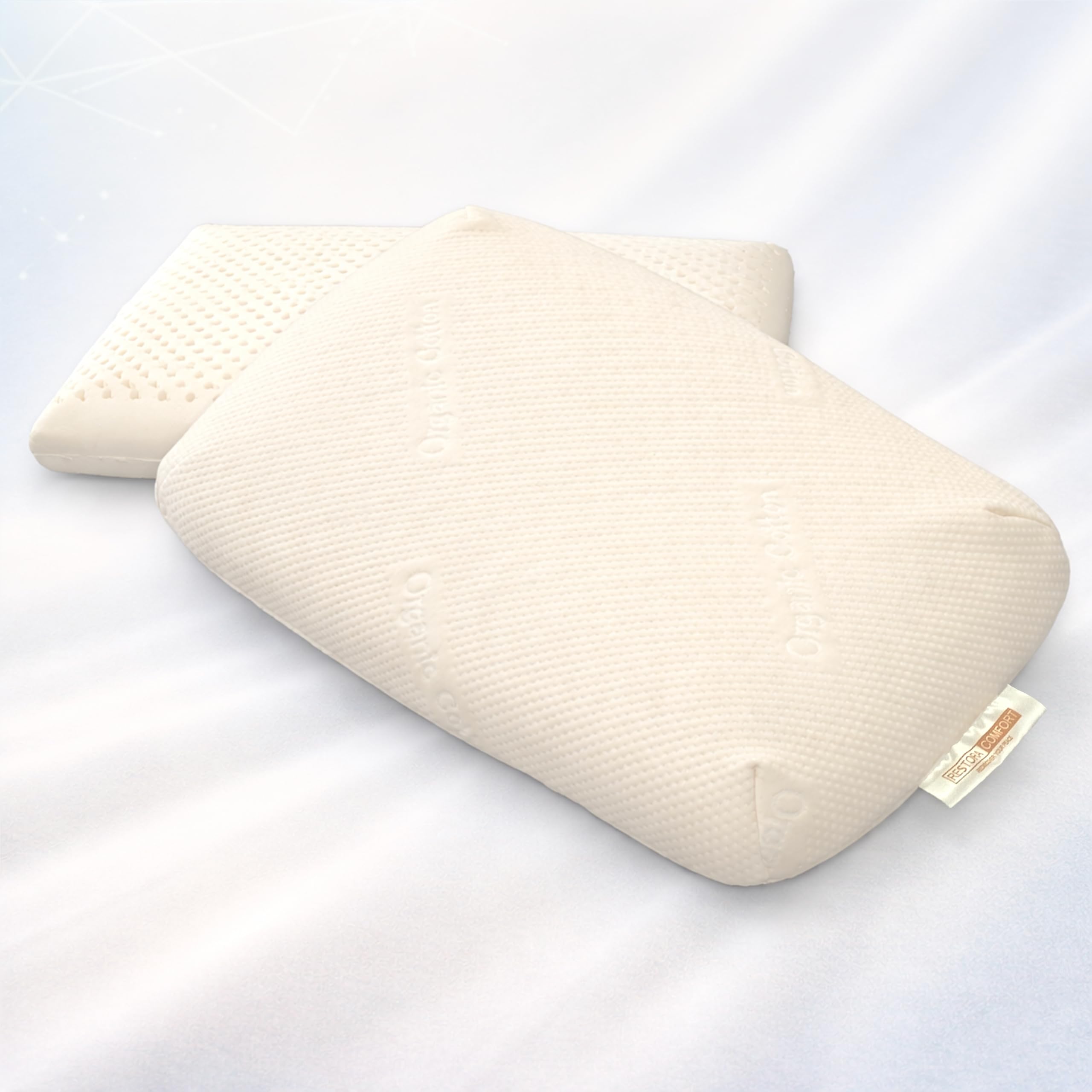 Restora Comfort Standard Gols Certified 100% Natural Latex Pillow | Air Ventilation | No Heating Issue | Neck Support Pillow For