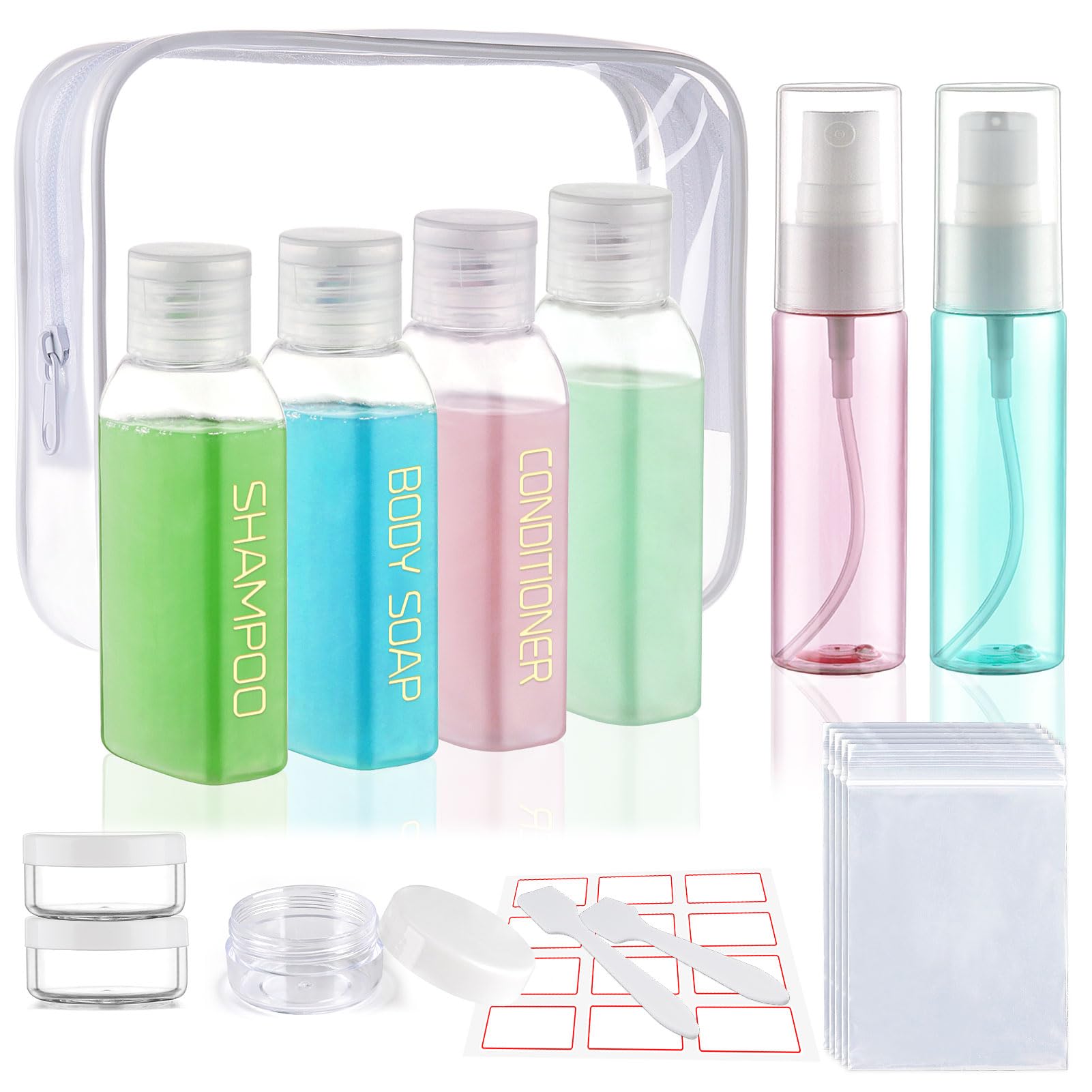 Cosywell Travel Bottles For Toiletries 14 Pack Tsa Approved Travel Shampoo And Conditioner Bottles Leak Proof Travel Size Contai